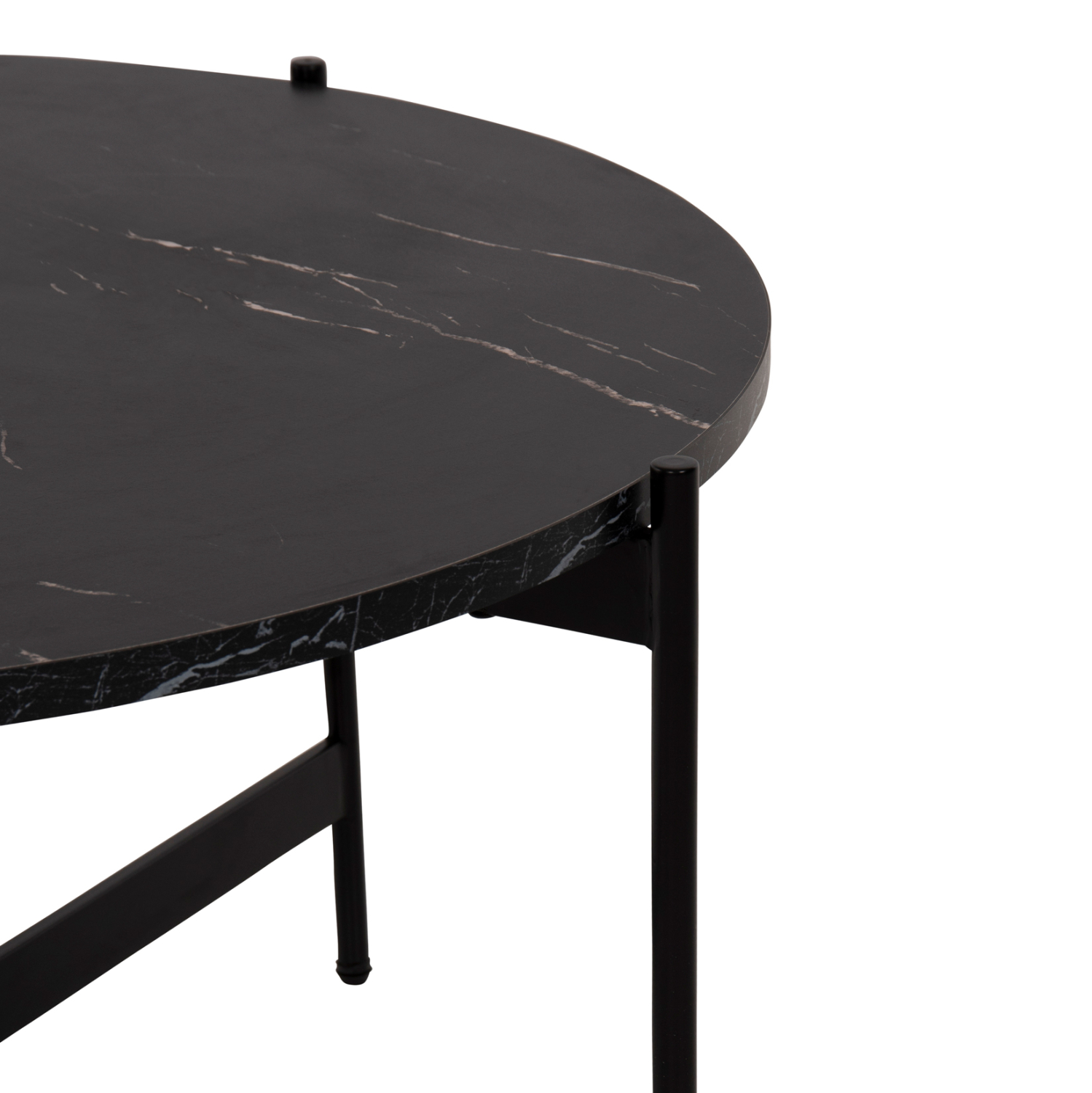 ΣΕΤ 2ΤΜΧ ΤΡΑΠΕΖΙΑ ΣΑΛΟΝΙΟΥ RONDA HM21089 MDF ΜΑΥΡΟ ΜΑΡΜΑΡΟ Φ80εκ & Φ50εκ - Image 6