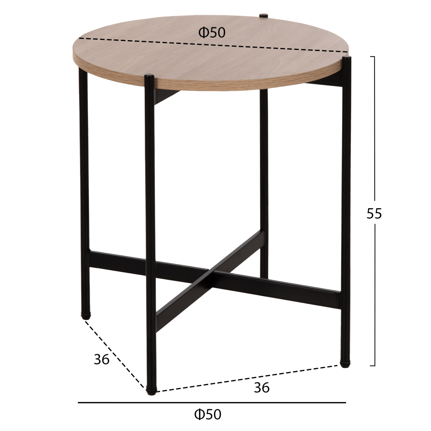 ΣΕΤ 2ΤΜΧ ΤΡΑΠΕΖΙΑ ΣΑΛΟΝΙΟΥ RONDA HM21089.02 MDF ΣΟΝΑΜΑ Φ80εκ & Φ50εκ - Image 3