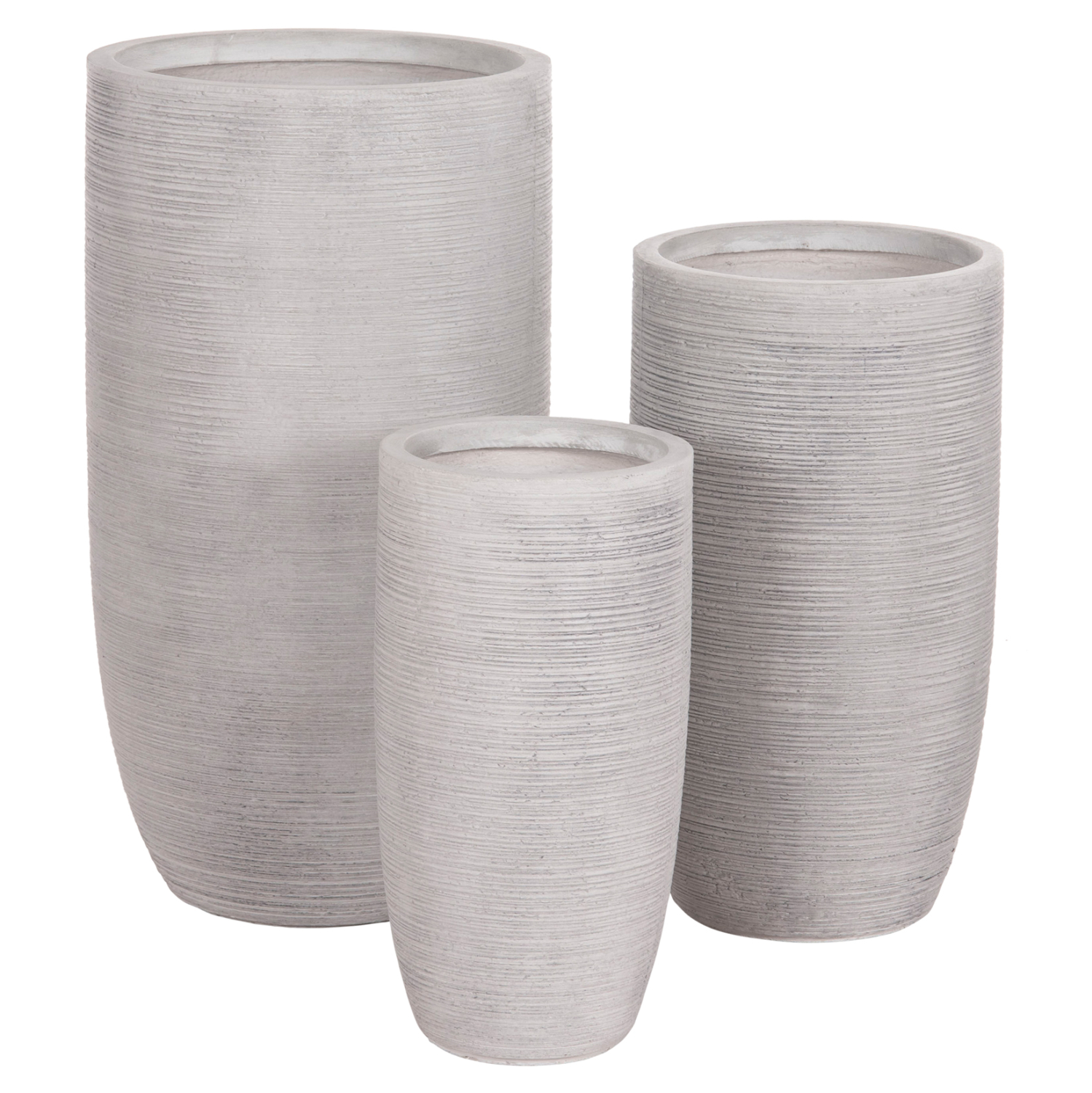 ΣΕΤ 3ΤΜΧ ΓΛΑΣΤΡΕΣ ΚΥΛΙΝΔΡΟΙ ΣΕΙΡΑ GARDENER HM4721 FIBERCLAY-ΧΡΩΜΑ CEMENT Φ42x78Υεκ - Image 2