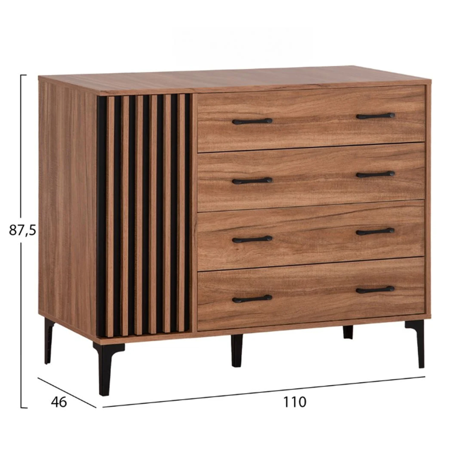 ΣΕΤ ΚΡΕΒΑΤΟΚΑΜΑΡΑΣ 4ΤΜΧ HARRY HM21115 ΜΕΛΑΜΙΝΗ ΣΕ ΦΥΣΙΚΟ ΞΥΛΟΥ & ΜΑΥΡΟ ΧΡΩΜΑ - Image 4