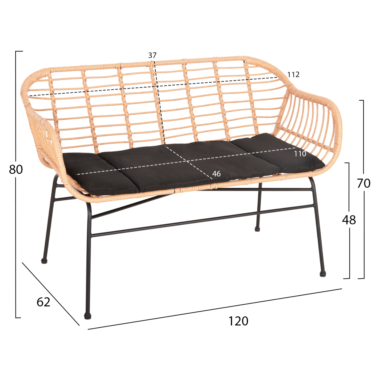 ΣΕΤ ΣΑΛΟΝΙ ΕΞΩΤΕΡΙΚΟΥ ΧΩΡΟΥ 4ΤΜΧ ALLEGRA HM21052 WICKER-ΜΕΤΑΛΛΟ - Image 2