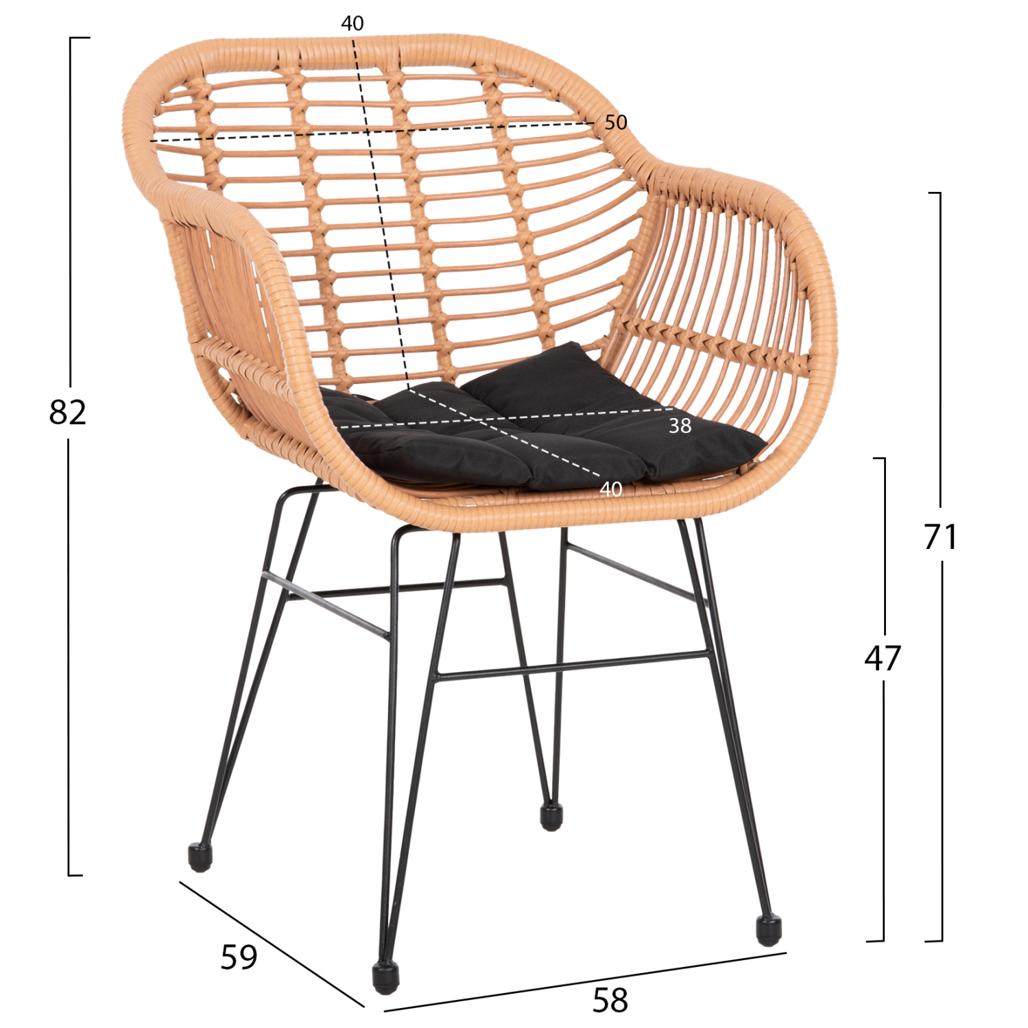 ΣΕΤ ΣΑΛΟΝΙ ΕΞΩΤΕΡΙΚΟΥ ΧΩΡΟΥ 4ΤΜΧ ALLEGRA HM21052 WICKER-ΜΕΤΑΛΛΟ - Image 4