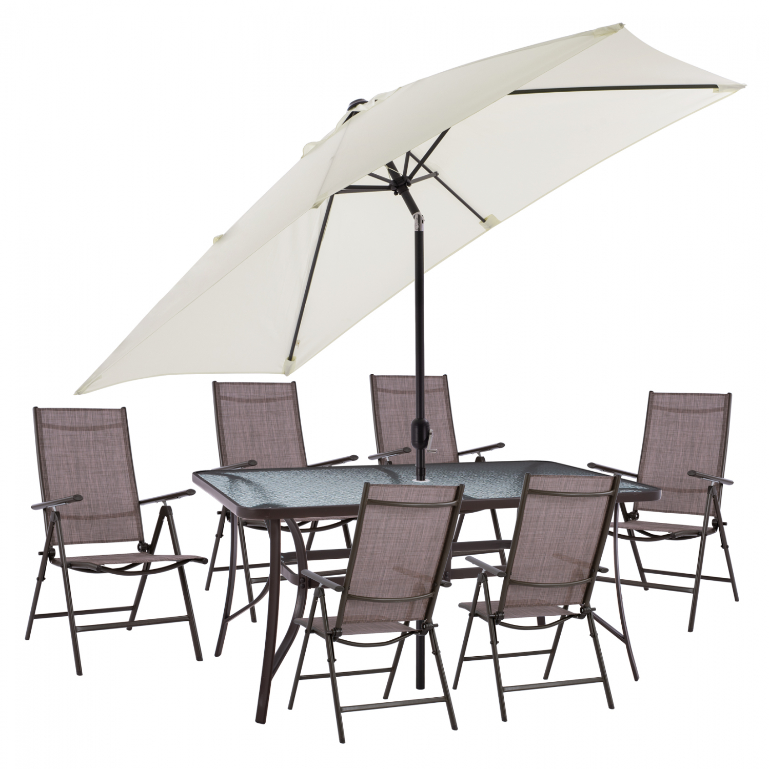 ΣΕΤ ΤΡΑΠΕΖΑΡΙΑ 8ΤΜΧ ΤΡΑΠΕΖΙ ΜΕ ΟΜΠΡΕΛΑ ΜΠΕΖ & ΠΟΛΥΘΡΟΝΕΣ 7ΘΕΣΕΩΝ ΚΑΦΕ HM11491 - Image 3