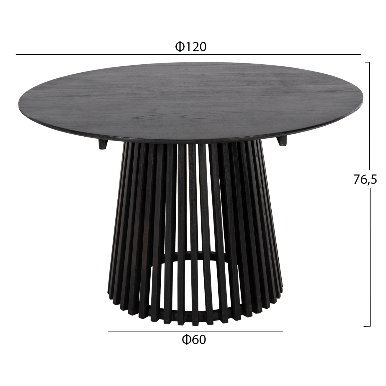 ΣΕΤ ΤΡΑΠΕΖΑΡΙΑΣ 5ΤΜΧ OSLO HM21075.01 ΣΤΡΟΓΓΥΛΟ ΤΡΑΠΕΖΙ Φ120εκ. & 4 ΚΑΡΕΚΛΕΣ-ΜΑΥΡΟ - Image 2