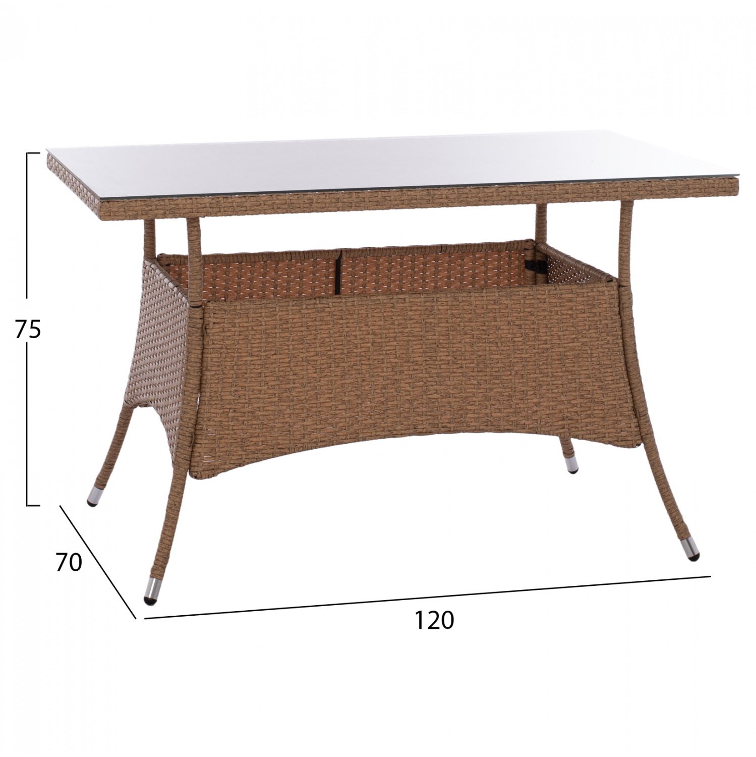 ΣΕΤ ΤΡΑΠΕΖΑΡΙΑΣ 5ΤΜΧ ΤΡΑΠ. 120Χ70 & ΠΟΛΥΘΡΟΝΕΣ WICKER RATTAN ΜΠΕΖ ΚΑΦΕ HM11711.32 - Image 2