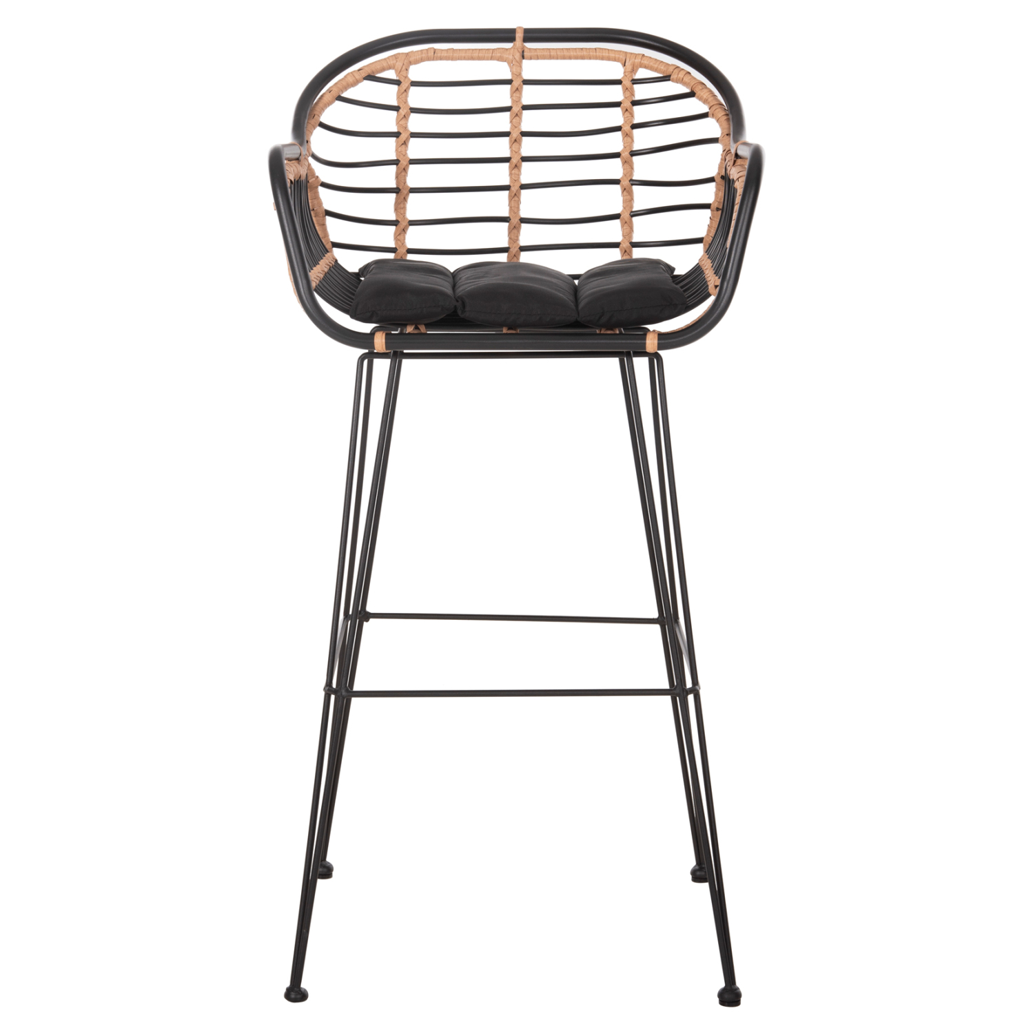 ΣΚΑΜΠΟ ΜΠΑΡ ALLEGRA HM5690.11 ΜΕΤΑΛΛΟ&ΜΑΞΙΛΑΡΙ ΜΑΥΡΟ-WICKER ΜΠΕΖ 55x54x108Υεκ. - Image 3