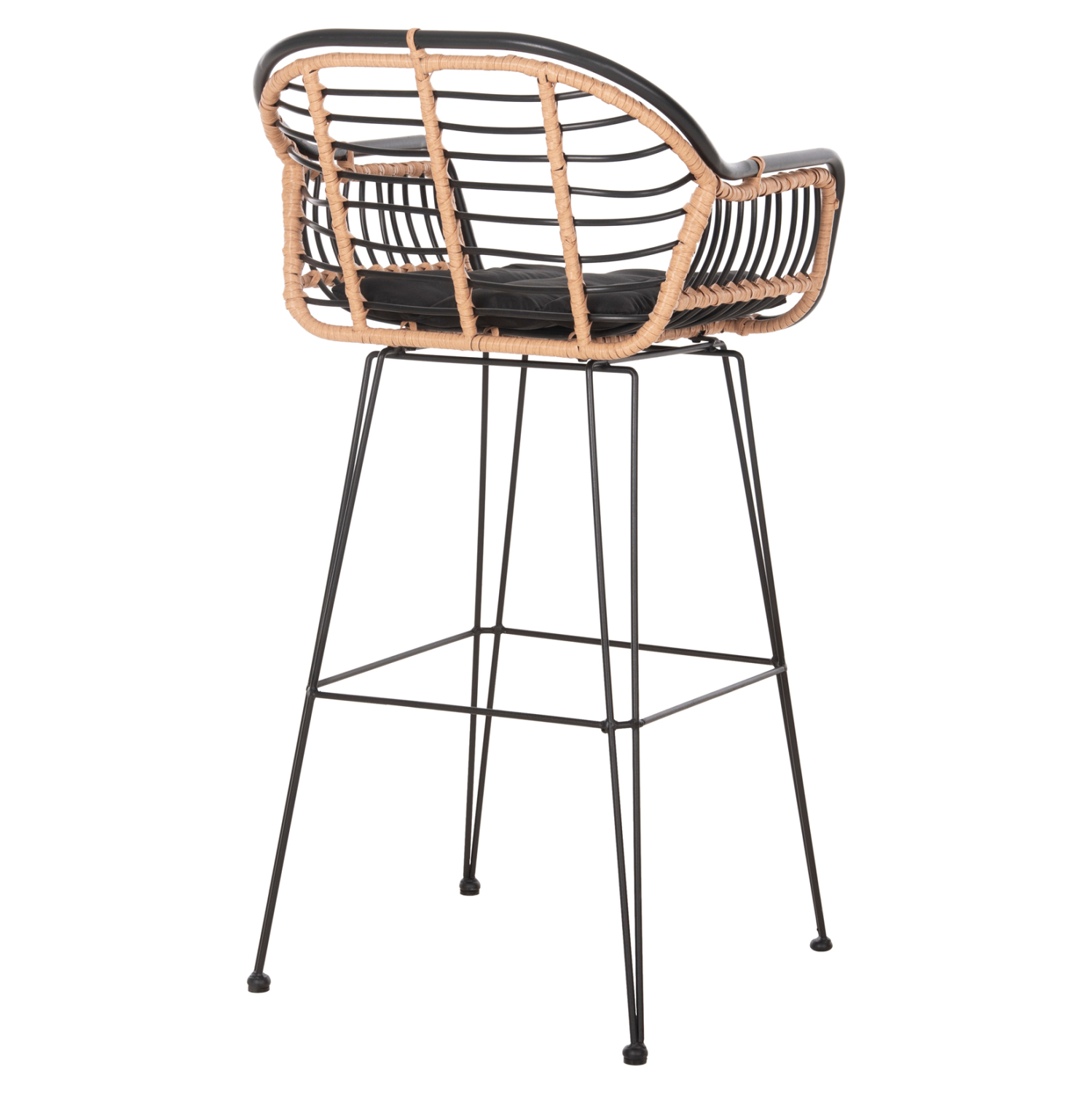 ΣΚΑΜΠΟ ΜΠΑΡ ALLEGRA HM5690.11 ΜΕΤΑΛΛΟ&ΜΑΞΙΛΑΡΙ ΜΑΥΡΟ-WICKER ΜΠΕΖ 55x54x108Υεκ. - Image 5