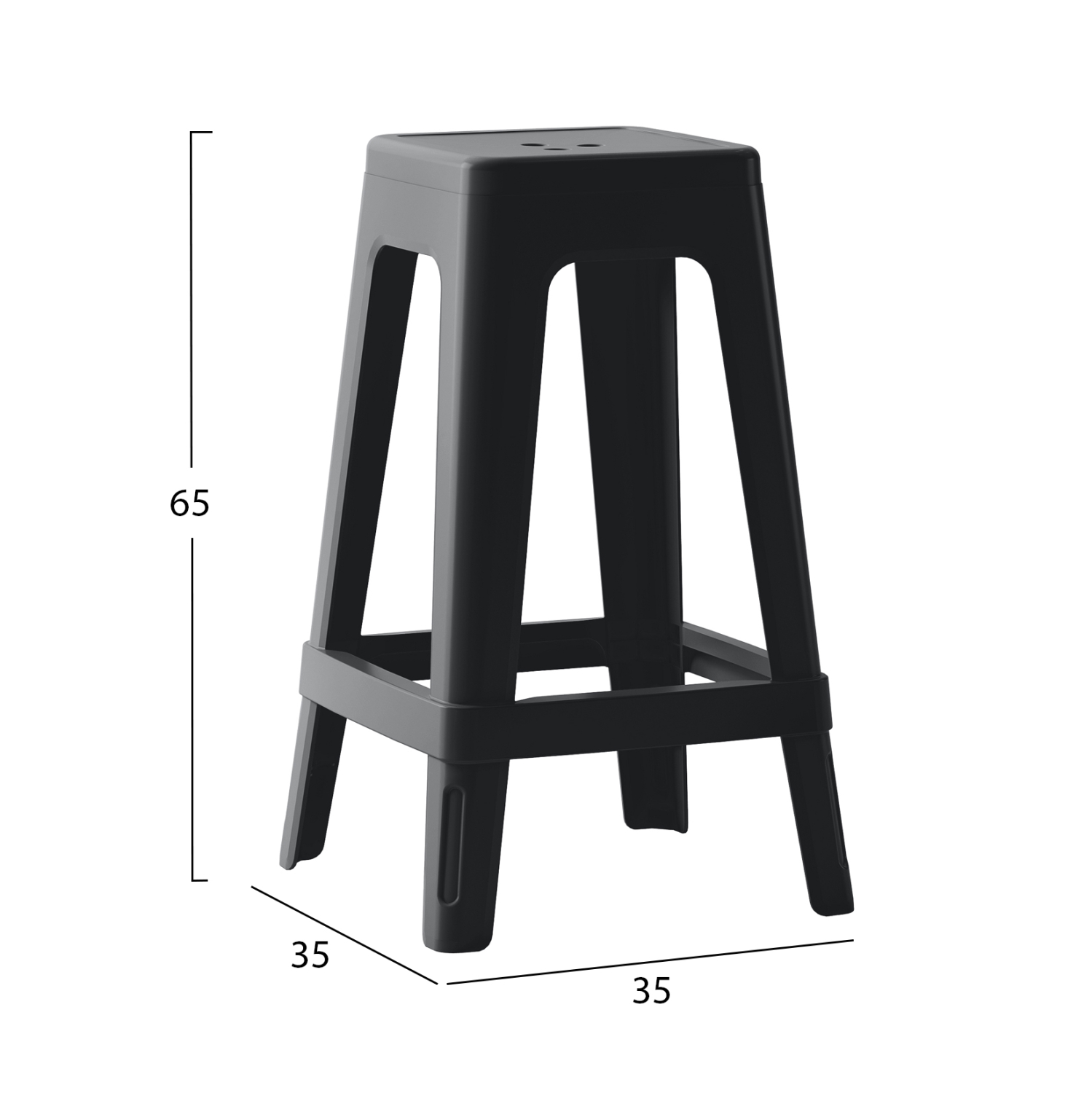 ΣΚΑΜΠΟ ΠΟΛΥΠΡΟΠΥΛΕΝΙΟΥ ΤΕΤΡΑΓΩΝΟ ZEB HM6128.02 ΜΑΥΡΟ 35x35x65Υεκ. - Image 2