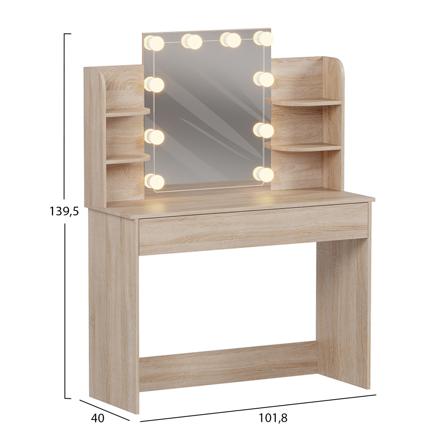 ΤΟΥΑΛΕΤΑ ΜΕ ΦΩΤΙΣΜΟ LED-ΡΑΦΙΑ-ΣΥΡΤΑΡΙΑ LAURYN HM2502.01 SONAMA 108x40x140Υεκ - Image 3