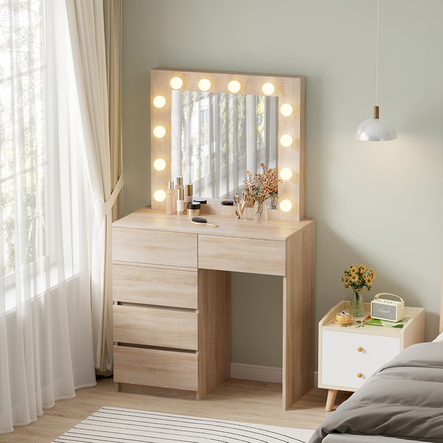 ΤΟΥΑΛΕΤΑ ΜΕ ΦΩΤΙΣΜΟ LED & ΣΥΡΤΑΡΙΑ BEYON HM2500.01 ΜΕΛΑΜΙΝΗ ΣΕ SONAMA 112.5x40.5x140Υεκ. - Image 2