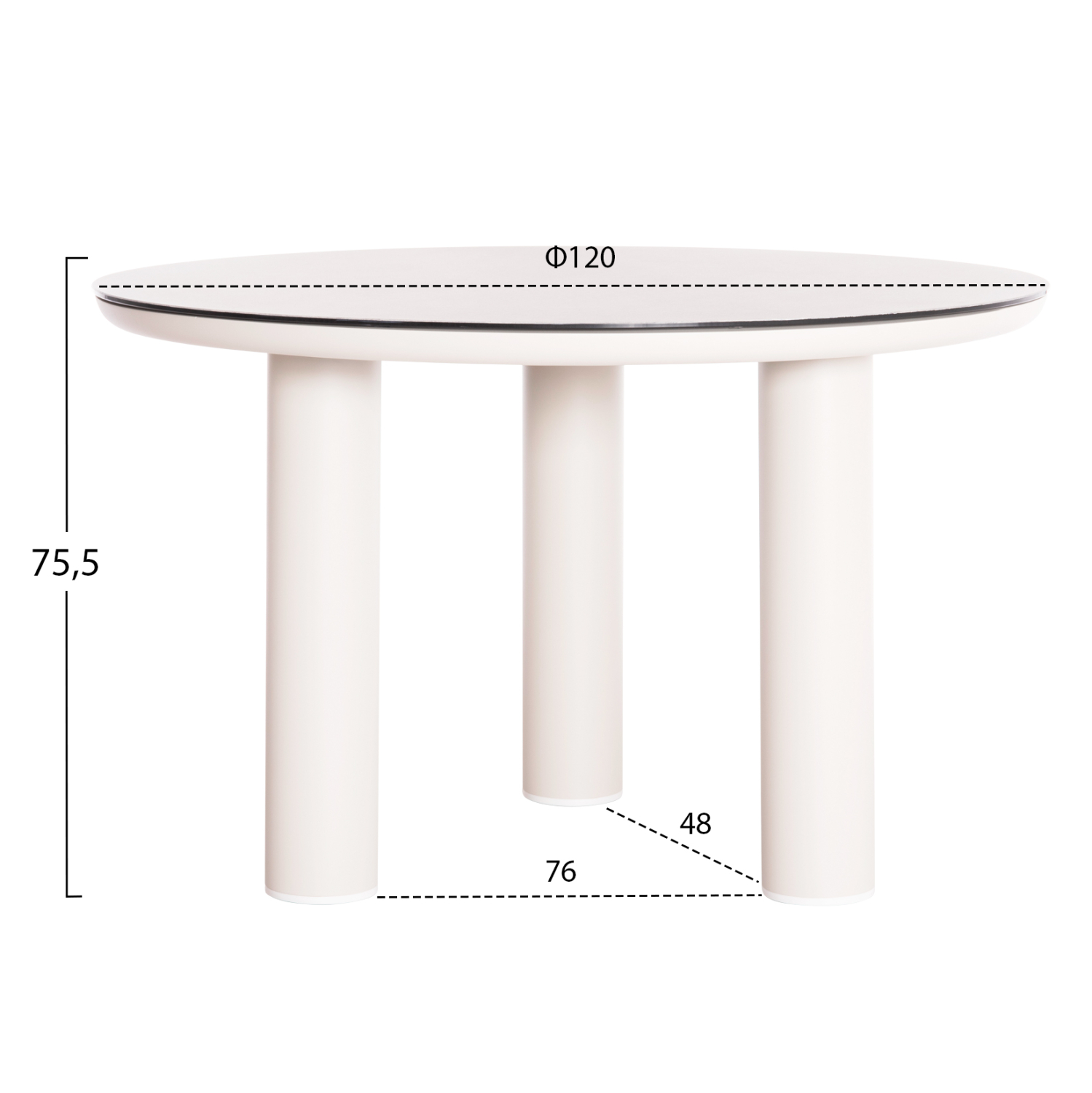 ΤΡΑΠΕΖΙ ΑΛΟΥΜΙΝΙΟΥ DOSUN HM6201.02 ΚΡΕΜ ΣΚΕΛΕΤΟΣ-3D PRINT ΓΥΑΛΙ-ΚΕΡΑΜΙΚΟ LOOK Φ120εκ - Image 2
