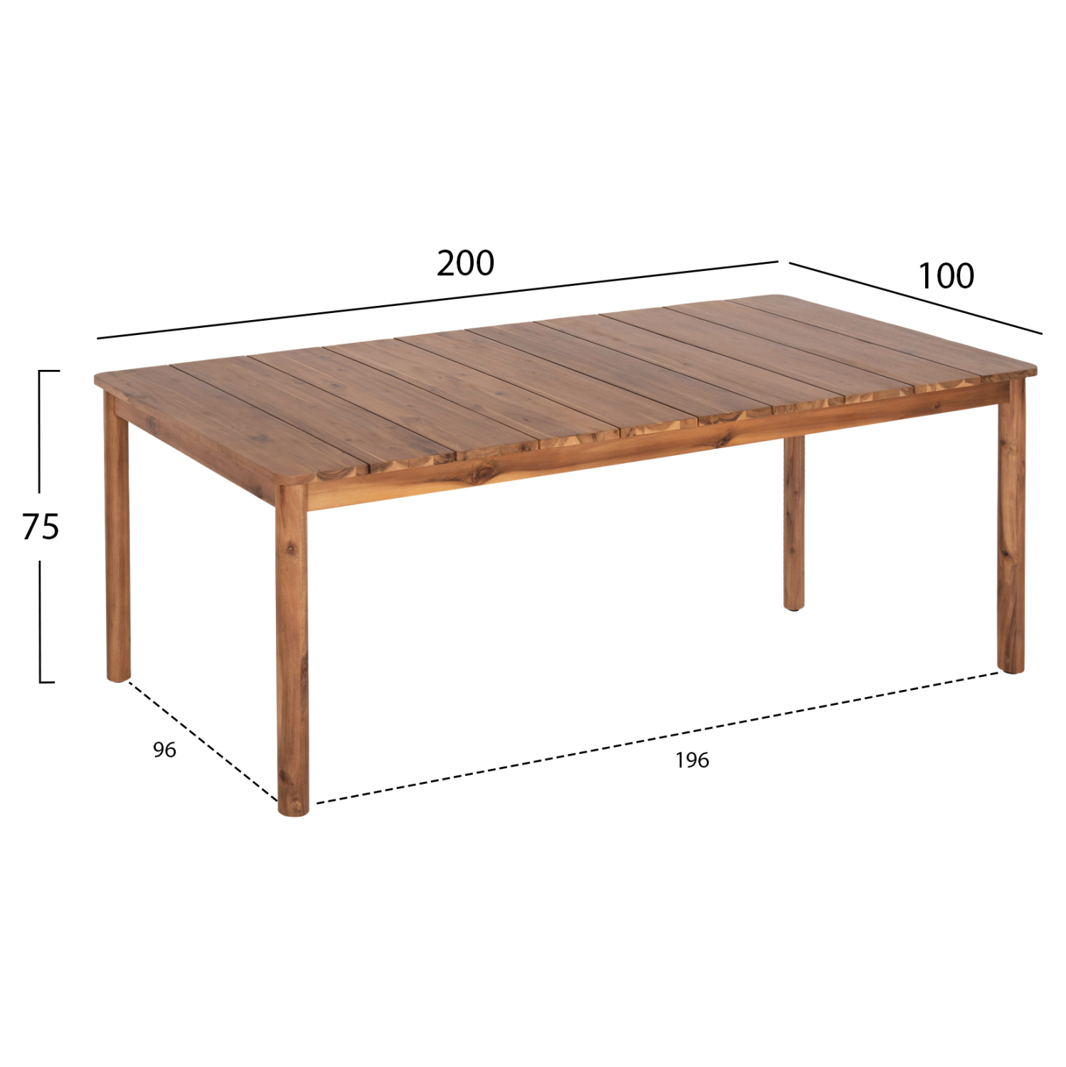 ΤΡΑΠΕΖΙ ΕΞ.ΧΩΡΟΥ NAVANT HM6136 ΜΑΣΙΦ ΞΥΛΟ ΑΚΑΚΙΑΣ-ΦΥΣΙΚΟ 200x100x75Υεκ. - Image 2