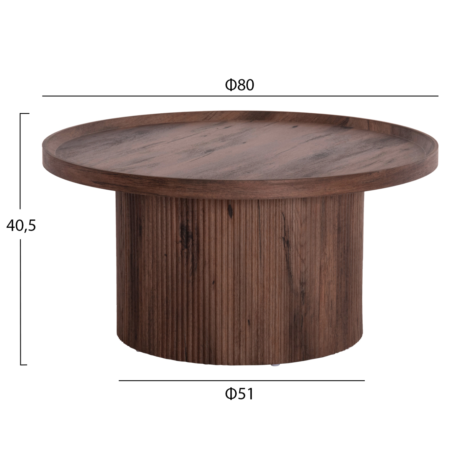 ΤΡΑΠΕΖΙ ΣΑΛΟΝΙΟΥ MARGON HM18026 MDF ΣΕ ΣΚΟΥΡΟ ΚΑΦΕ ΞΥΛΟΥ Φ80x40,5Υεκ. - Image 2