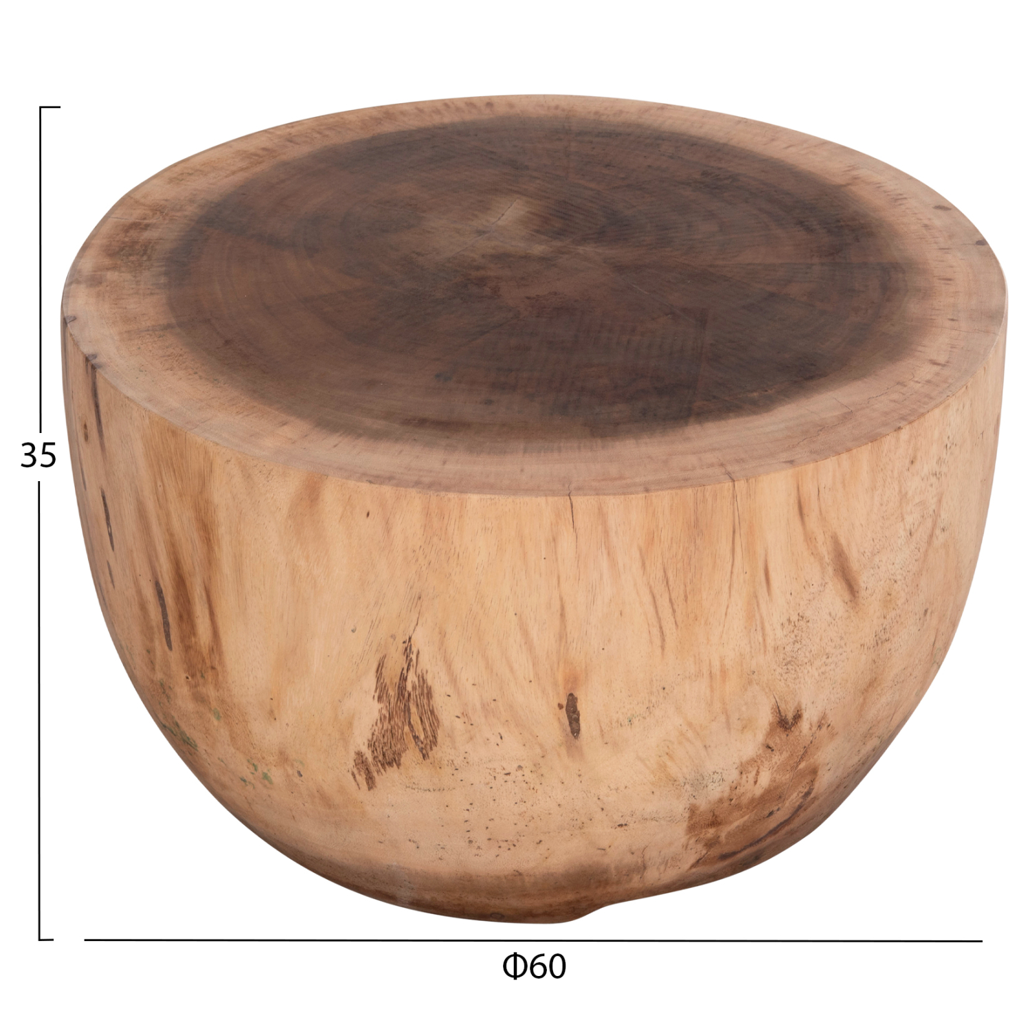ΤΡΑΠΕΖΙ ΣΑΛΟΝΙΟΥ ΣΤΡΟΓΓΥΛΟ POMPU HM9794.11 ΜΑΣΙΦ ΞΥΛΟ SUAR ΣΕ ΦΥΣΙΚΟ Φ60x35Υεκ. - Image 2