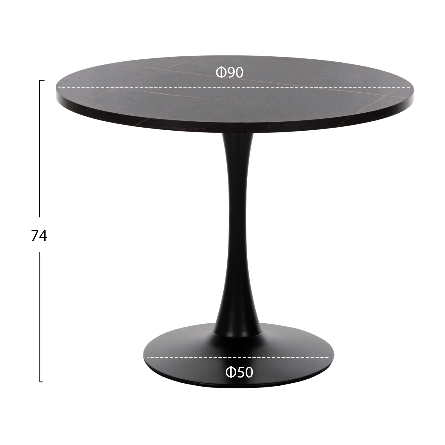 ΤΡΑΠΕΖΙ ΤΡΑΠΕΖΑΡΙΑΣ ROLLO HM9421.12 ΣΤΡΟΓΓΥΛΟ BLACK MARBLE Φ90x74Υεκ. - Image 2