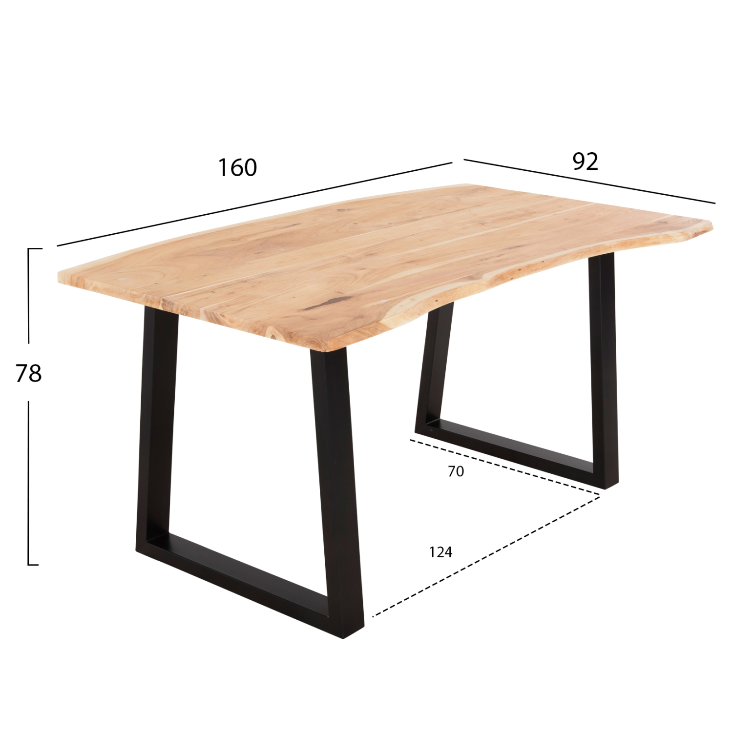 ΤΡΑΠΕΖΙ ΤΡΑΠΕΖΑΡΙΑΣ SOFIA SLIM HM8500.21 ΜΑΣΙΦ ΞΥΛΟ ΑΚΑΚΙΑΣ 160x92x78Υεκ. - Image 2