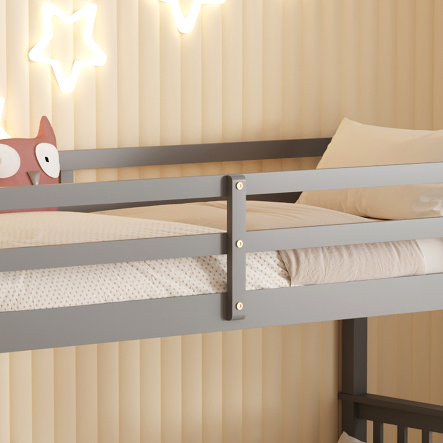 ΚΟΥΚΕΤΑ ΠΑΙΔΙΚΗ ΜΕ 2 ΣΤΡΩΜΑΤΑ LANTAI HM21307.02 ΞΥΛΟ ΠΕΥΚΟΥ ΓΚΡΙ--ΣΤΡΩΜΑΤΑ 90x190εκ - Image 7