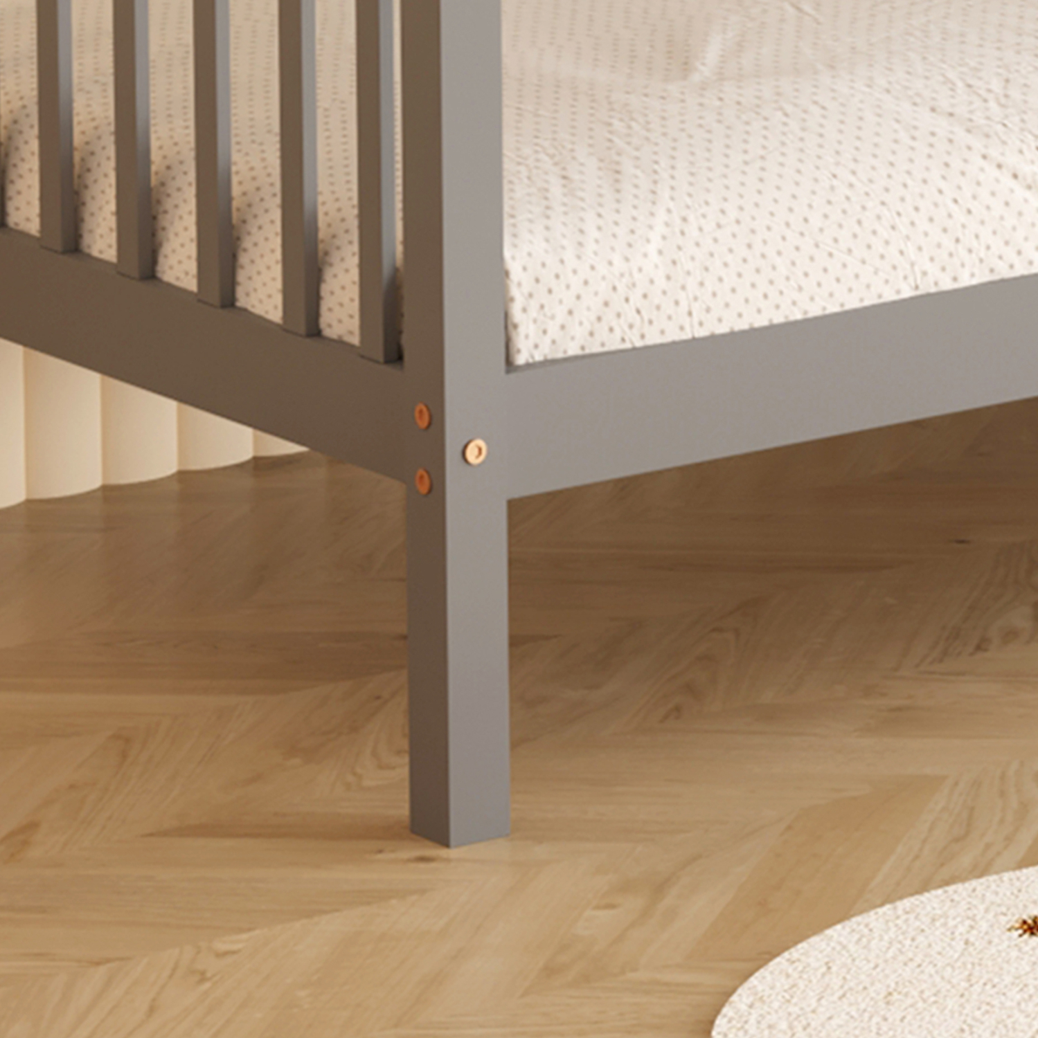 ΚΟΥΚΕΤΑ ΠΑΙΔΙΚΗ ΜΕ 2 ΣΤΡΩΜΑΤΑ LANTAI HM21307.02 ΞΥΛΟ ΠΕΥΚΟΥ ΓΚΡΙ--ΣΤΡΩΜΑΤΑ 90x190εκ - Image 9