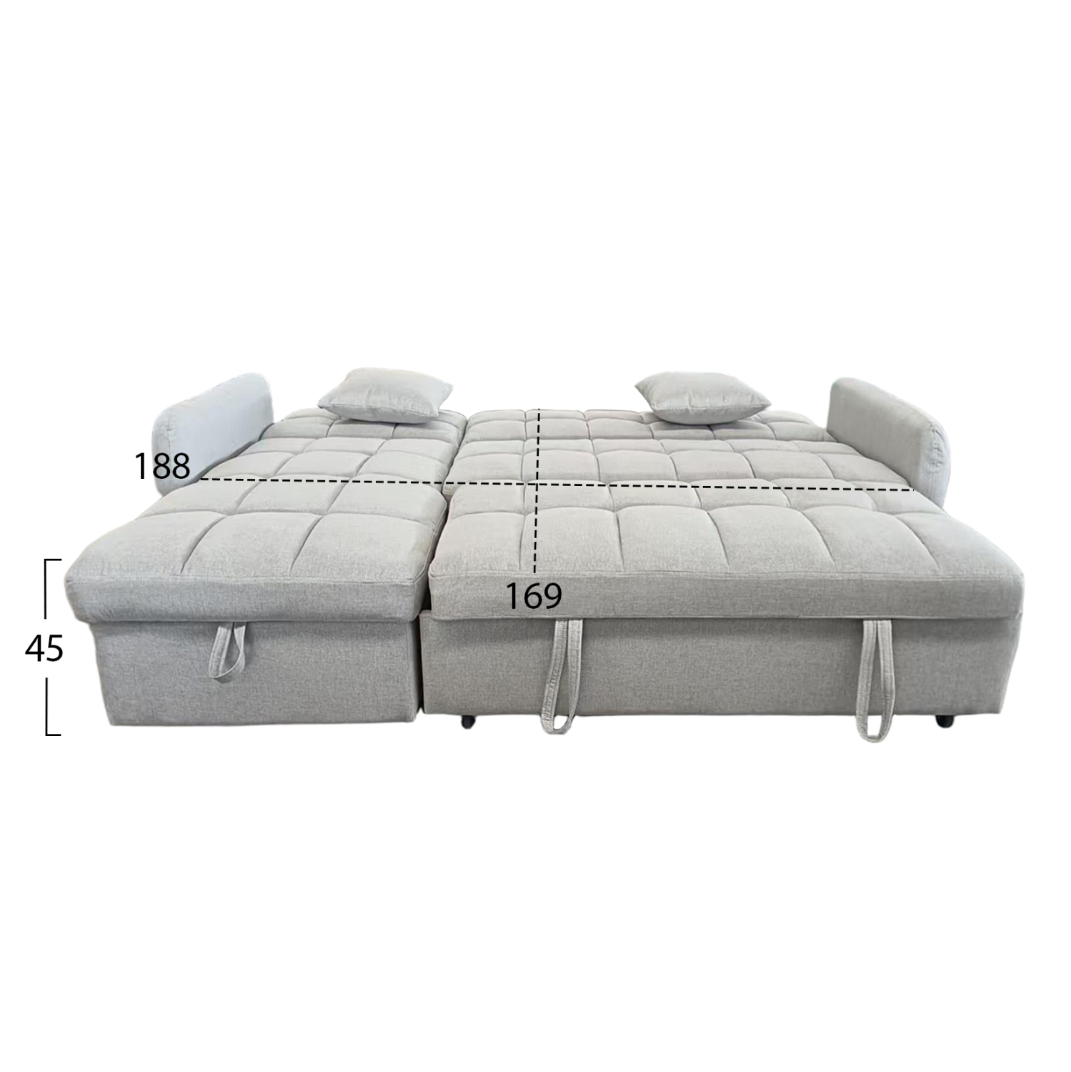 ΓΩΝΙΑΚΟΣ ΚΑΝΑΠΕΣ-ΚΡΕΒΑΤΙ ΑΝΑΣΤΡΕΨΙΜΟΣ NEZU HM3294.02 ΜΠΕΖ ΥΦΑΣΜΑ 210x140x78Υεκ. - Image 3