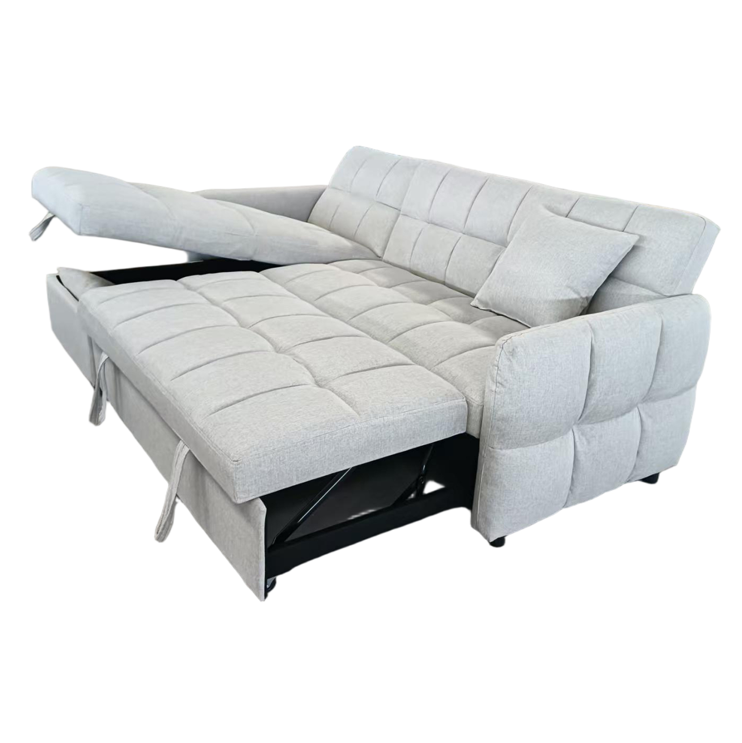 ΓΩΝΙΑΚΟΣ ΚΑΝΑΠΕΣ-ΚΡΕΒΑΤΙ ΑΝΑΣΤΡΕΨΙΜΟΣ NEZU HM3294.02 ΜΠΕΖ ΥΦΑΣΜΑ 210x140x78Υεκ. - Image 5