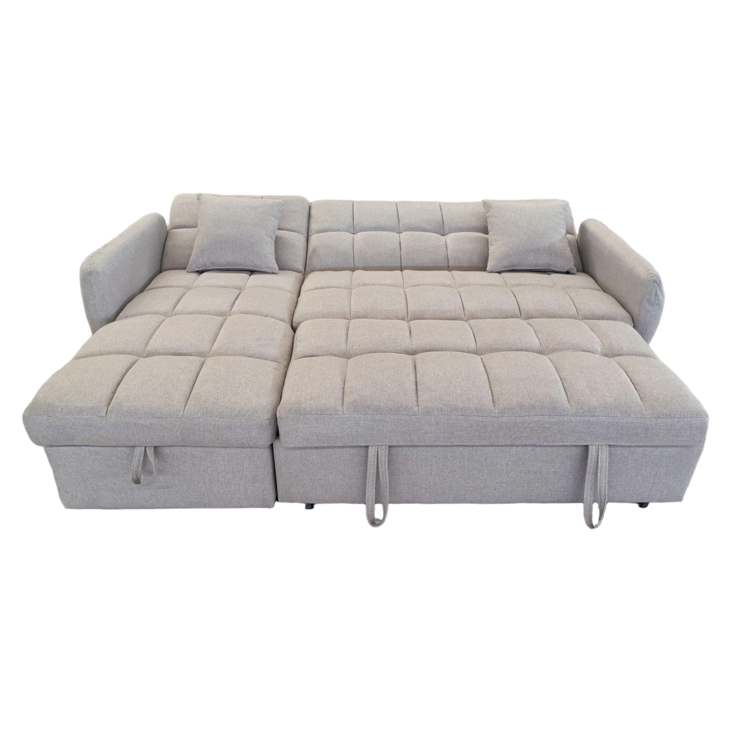 ΓΩΝΙΑΚΟΣ ΚΑΝΑΠΕΣ-ΚΡΕΒΑΤΙ ΑΝΑΣΤΡΕΨΙΜΟΣ NEZU HM3294.02 ΜΠΕΖ ΥΦΑΣΜΑ 210x140x78Υεκ. - Image 6