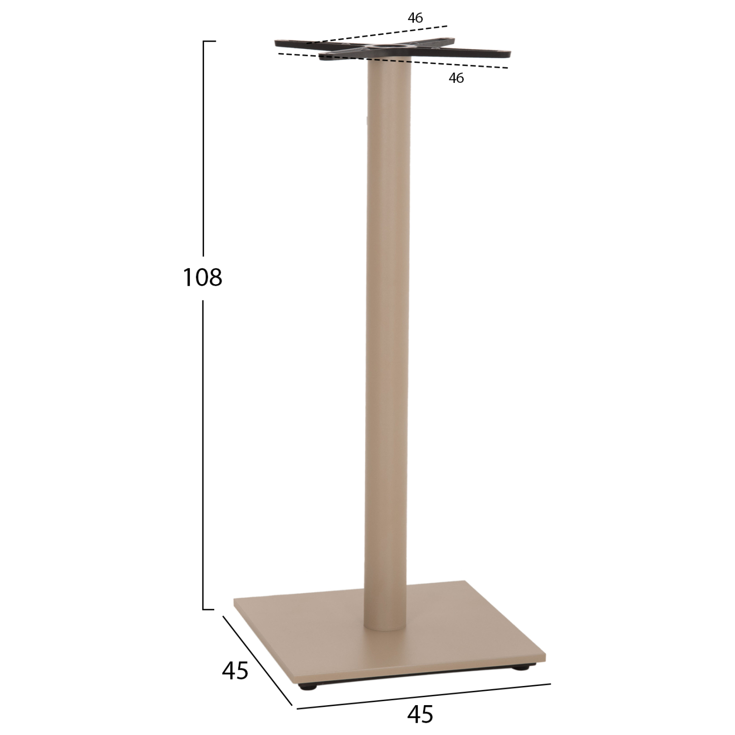 ΒΑΣΗ ΤΡΑΠΕΖΙΟΥ/STAND ΜΠΑΡ HM439.25 ΜΕΤΑΛΛΙΚΗ ΚΑΠΟΥΤΣΙΝΟ ΜΑΤ-ΡΕΓΟΥΛΑΤΟΡΟΙ 46x46x108Yεκ. - Image 2