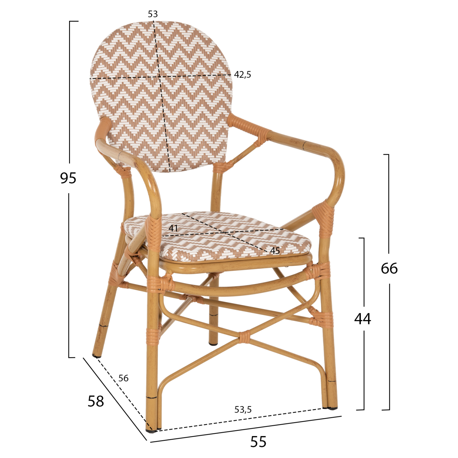 ΠΟΛΥΘΡΟΝΑ ΑΛΟΥΜΙΝΙΟΥ BAMBOO LOOK ΦΥΣΙΚΟ - ΛΕΥΚΟ HM5928.03 55x58x95 εκ. - Image 2