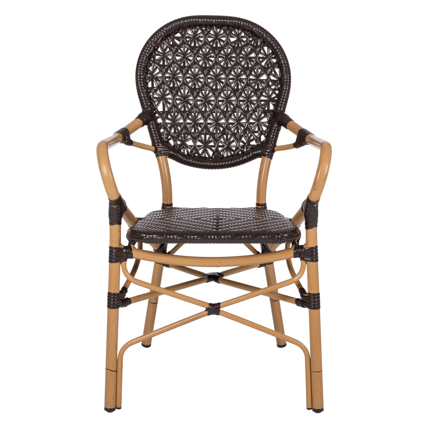 ΠΟΛΥΘΡΟΝΑ ΑΛΟΥΜΙΝΙΟΥ BAMBOO LOOK ΚΑΦΕ ΚΑΙ ΚΑΦΕ PE RATTAN HM5926.01 56x62x95Yεκ. - Image 3