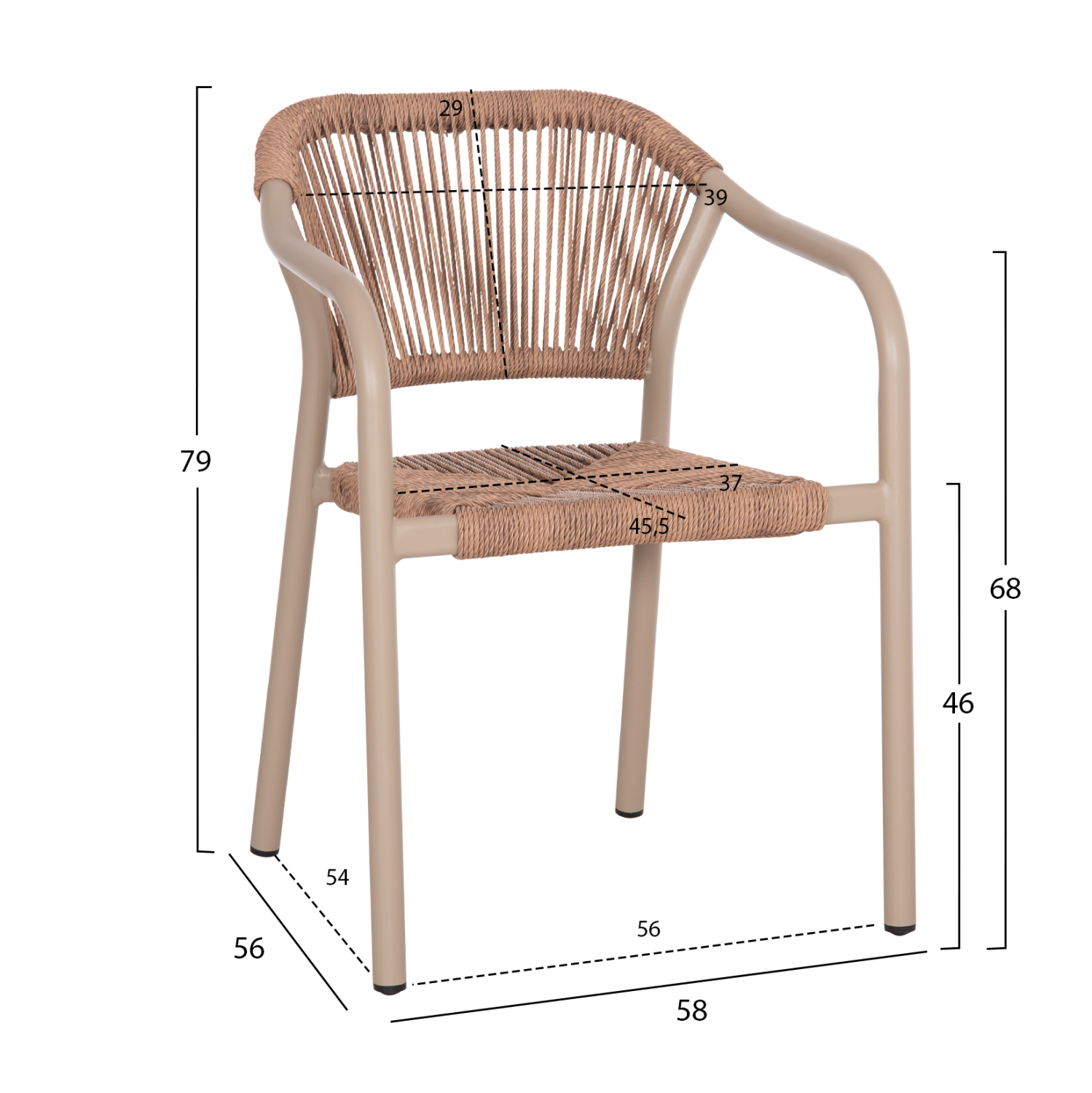 ΠΟΛΥΘΡΟΝΑ ΑΛΟΥΜΙΝΙΟΥ LUCCI HM6266.02 MOKA ΣΚΕΛΕΤΟΣ-P.E.RATTAN ΦΥΣΙΚΟ 58x56x79Υεκ - Image 2