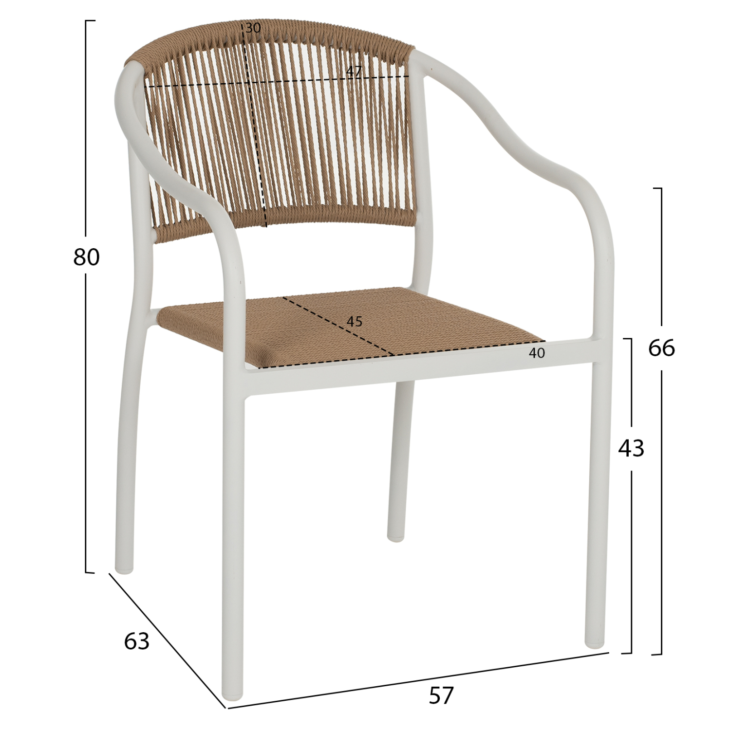 ΠΟΛΥΘΡΟΝΑ ΑΛΟΥΜΙΝΙΟΥ ΛΕΥΚΟ ΜΕ PE RATTAN WICKER HM5856.01 57x63x80Yεκ. - Image 2