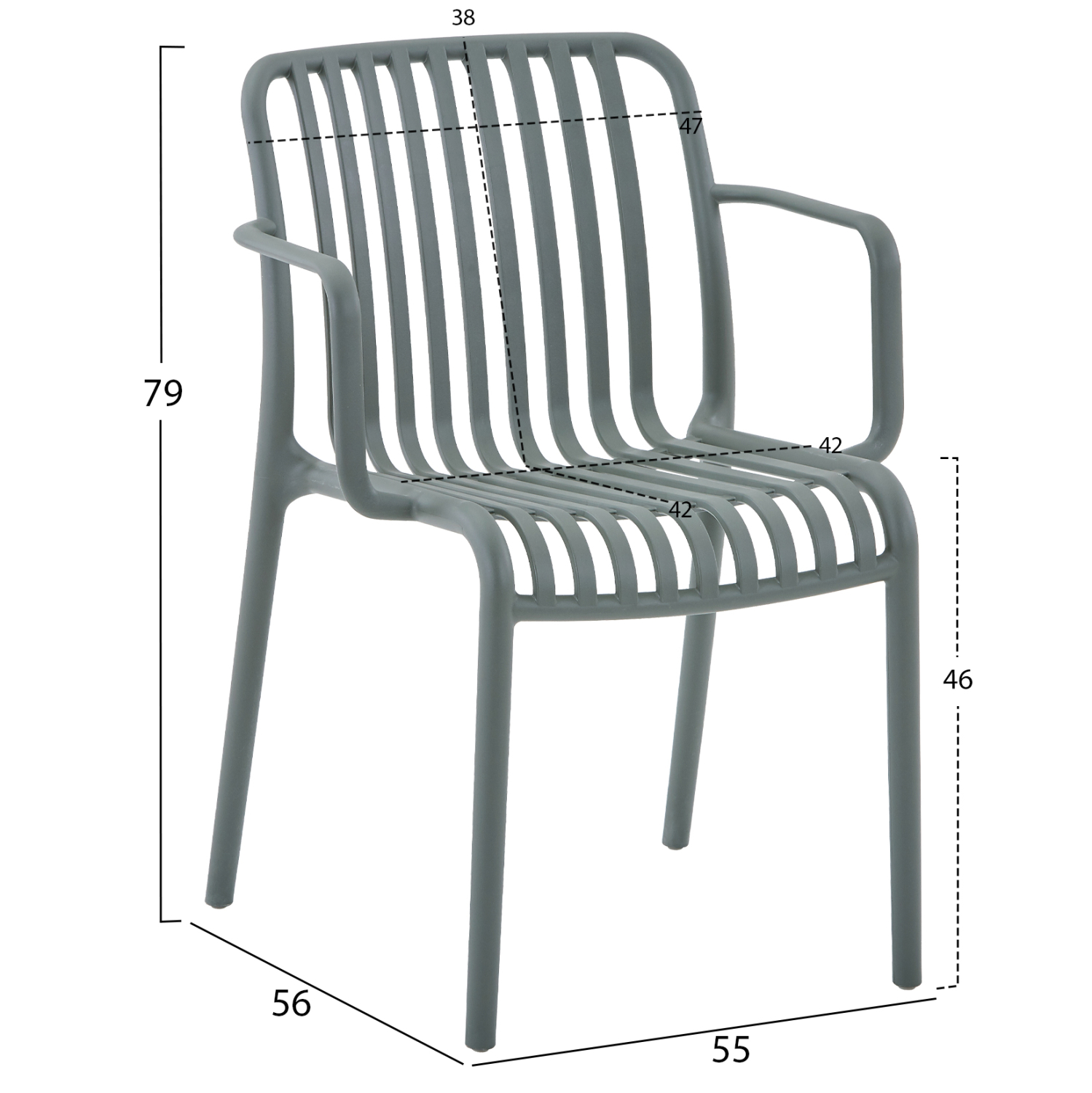 ΠΟΛΥΘΡΟΝΑ ΕΞΩΤ.ΧΩΡΟΥ CONVEE HM6105.07 DARK OLIVE ΠΟΛΥΠΡΟΠΥΛΕΝΙΟ 55x56x79Yεκ. - Image 2