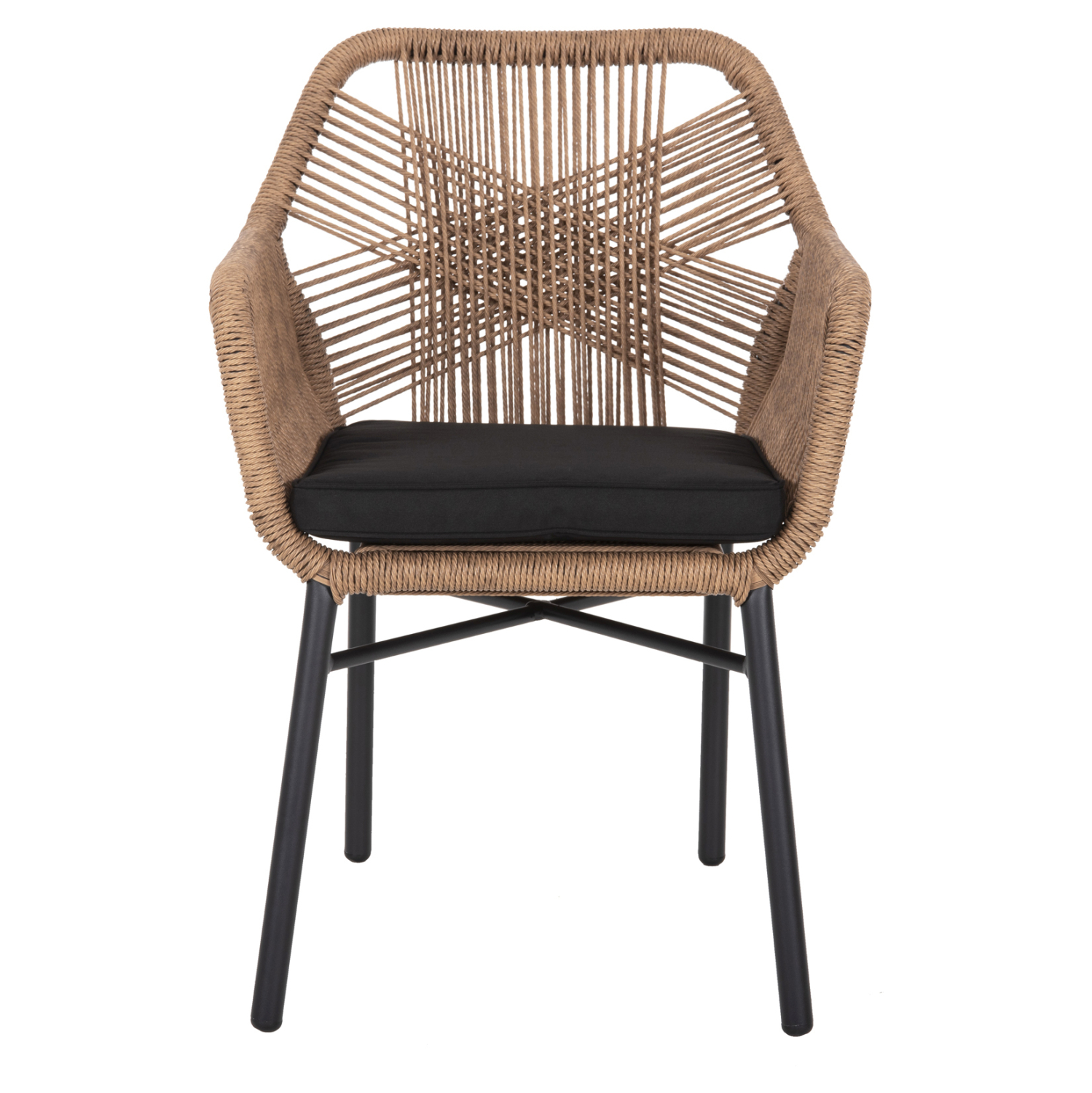 ΠΟΛΥΘΡΟΝΑ TOPIN HM6048.02 ΑΛΟΥΜΙΝΙΟ ΜΑΥΡΟ-P.E. RATTAN ΜΠΕΖ-ΜΑΞΙΛΑΡΙ ΜΑΥΡΟ 57x65x84Υ εκ - Image 3
