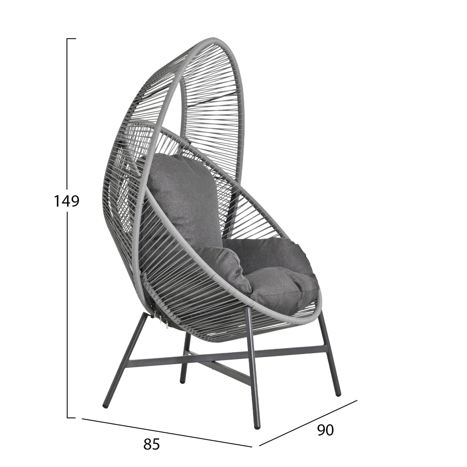 ΠΟΛΥΘΡΟΝΑ-ΦΩΛΙΑ RULER HM6506.01 ΓΚΡΙ ΜΕΤΑΛΛΟ-P.E.RATTAN-ΜΑΞΙΛΑΡΙΑ 90x85x154Υεκ - Image 2