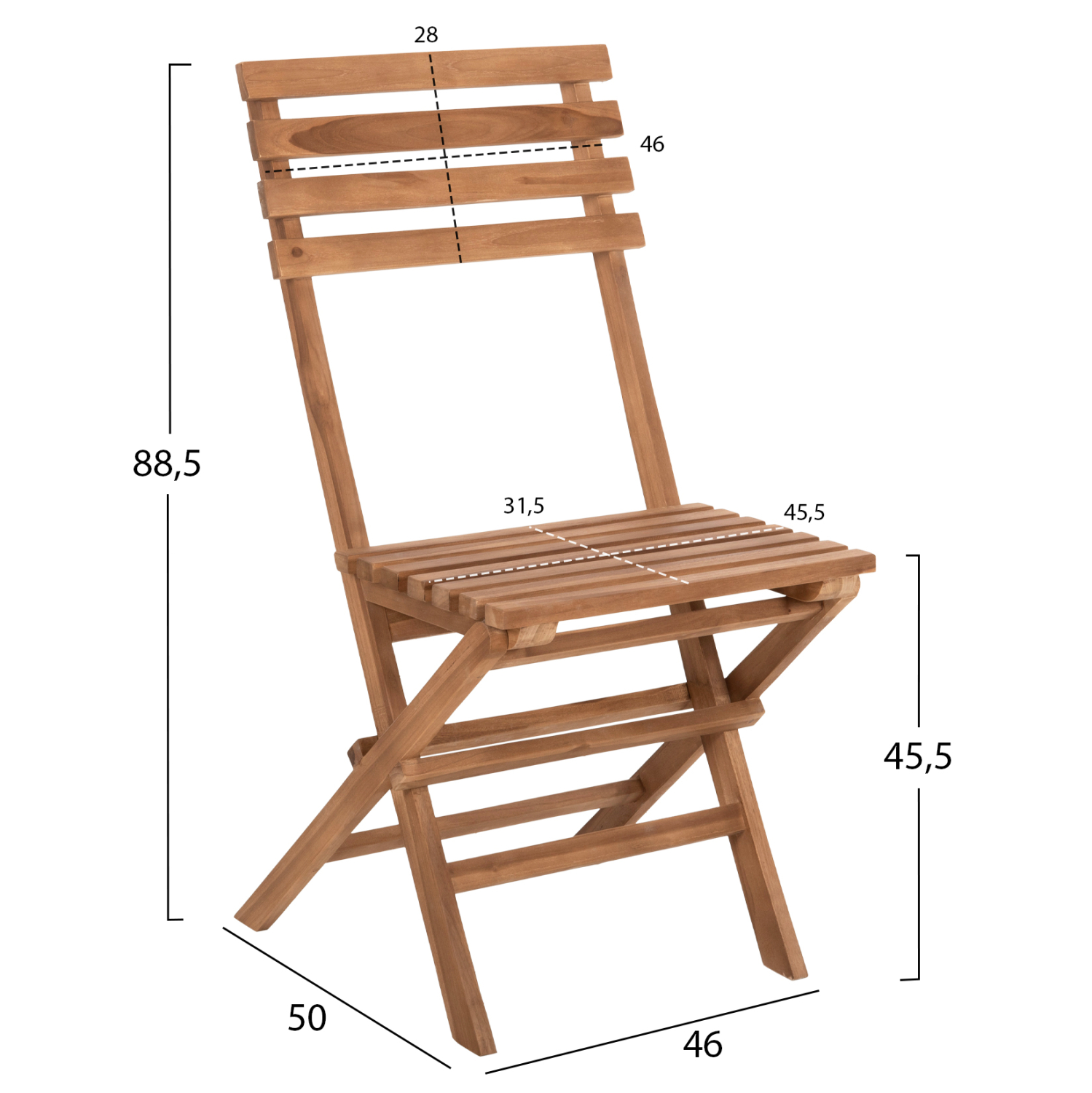 ΣΕΤ 3ΤΜΧ ΕΞΩΤ.ΧΩΡΟΥ ΠΤΥΣΣΟΜΕΝΟ KENDYR HM9907 ΜΑΣΙΦ TEAK ΞΥΛΟ-ΦΥΣΙΚΟ 46x50x88,5Υ - Image 2