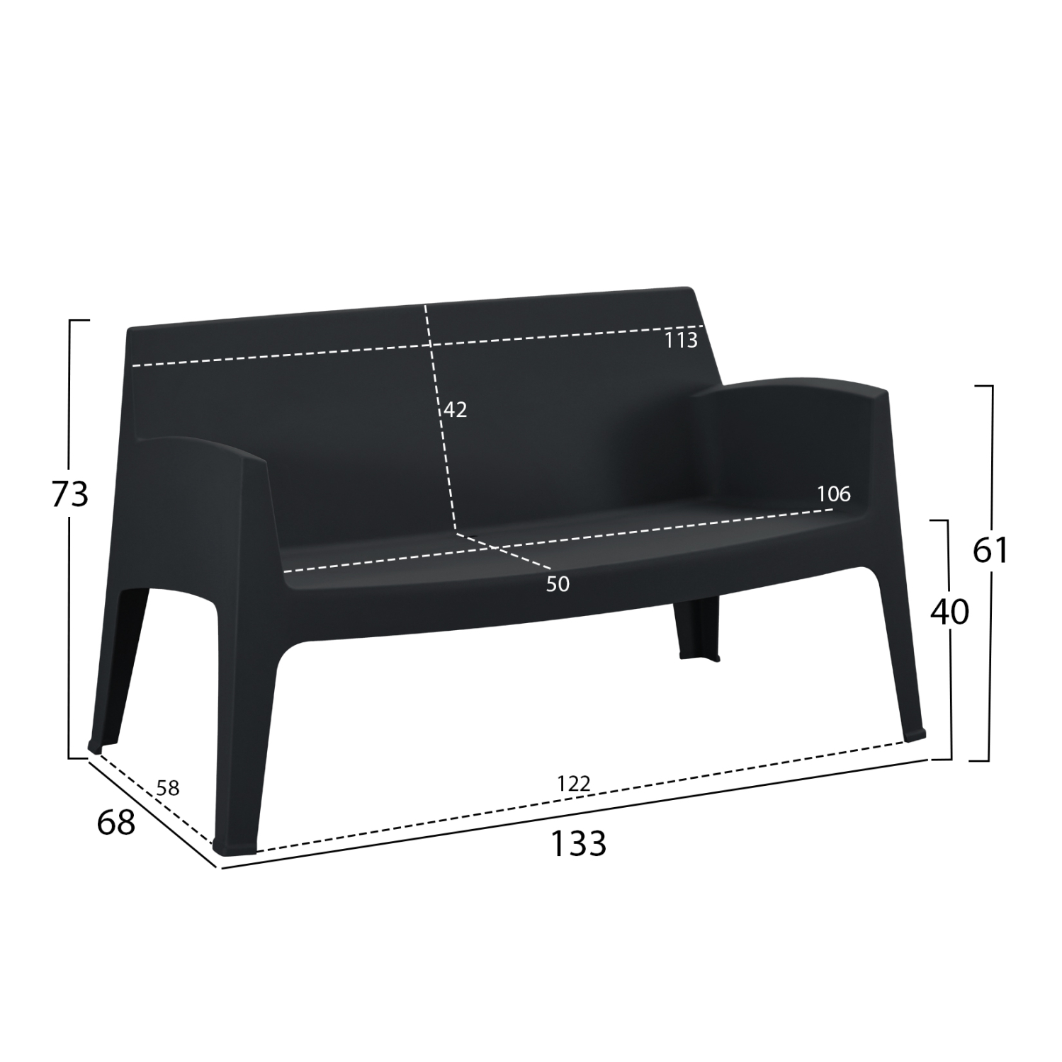 ΣΕΤ LOUNGE 4ΤΜΧ SLEEK HM21275.02 ΜΑΥΡΟ ΠΟΛΥΠΡΟΠΥΛΕΝΙΟ - Image 2