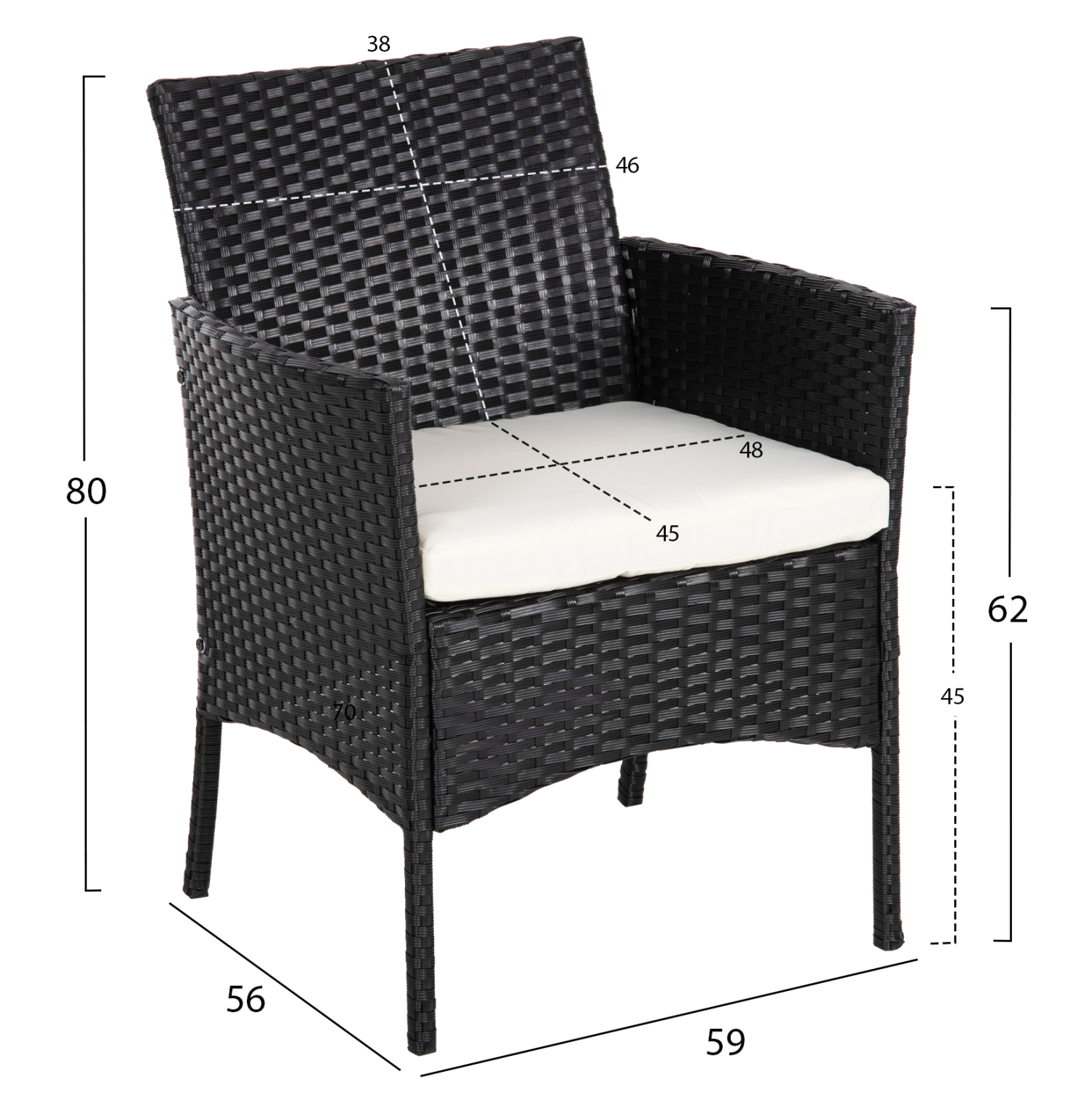 ΣΕΤ ΣΑΛΟΝΙ 4ΤΜΧ STASIA HM6089.04 ΣΥΝΘ.RATTAN ΜΑΥΡΟ-ΜΠΕΖ ΜΑΞΙΛΑΡΙΑ - Image 2