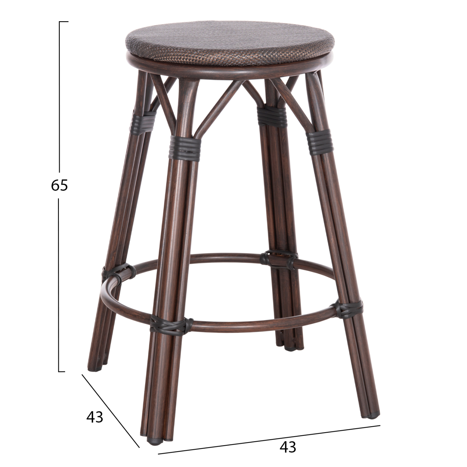 ΣΚΑΜΠΟ ΑΛΟΥΜΙΝΙΟΥ ΜΕΣ.ΥΨΟΥΣ CHINO HM6286.01 BAMBOO LOOK & TEXTILENE ΚΑΦΕ 43x43x65Υεκ - Image 2