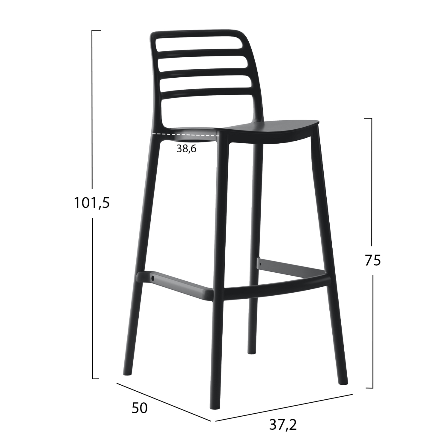 ΣΚΑΜΠΟ BAR ΠΟΛΥΠΡΟΠΥΛΕΝΙΟΥ SNOD HM6099.02 ΜΑΥΡΟ 37,2x50x101,5Υεκ. - Image 2
