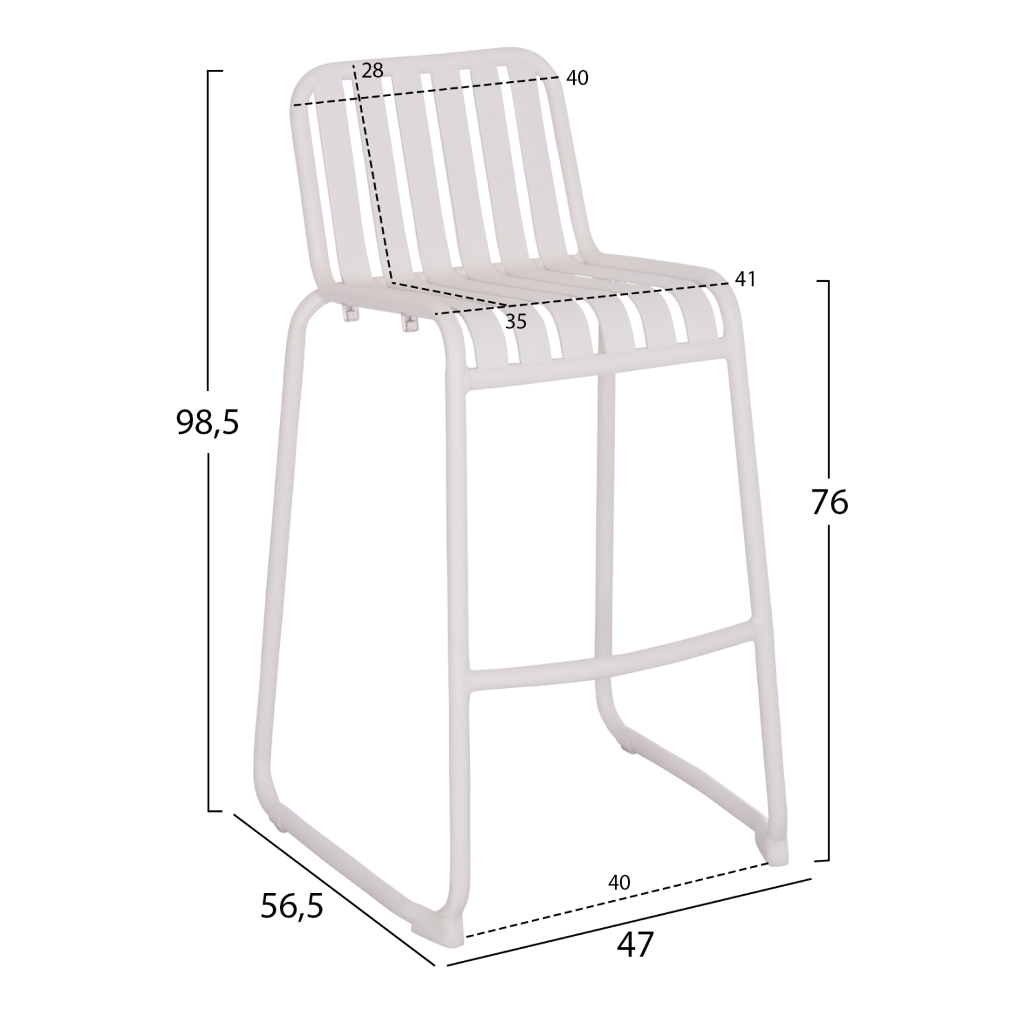 ΣΚΑΜΠΟ ΜΠΑΡ ΑΛΟΥΜΙΝΙΟΥ RACHEL HM6341.02 ΛΕΥΚΟ 47x56,5x98,5Υεκ. - Image 2