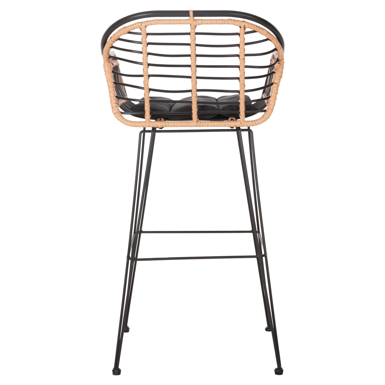 ΣΚΑΜΠΟ ΜΠΑΡ ALLEGRA HM5690.11 ΜΕΤΑΛΛΟ&ΜΑΞΙΛΑΡΙ ΜΑΥΡΟ-WICKER ΜΠΕΖ 55x54x108Υεκ. - Image 6