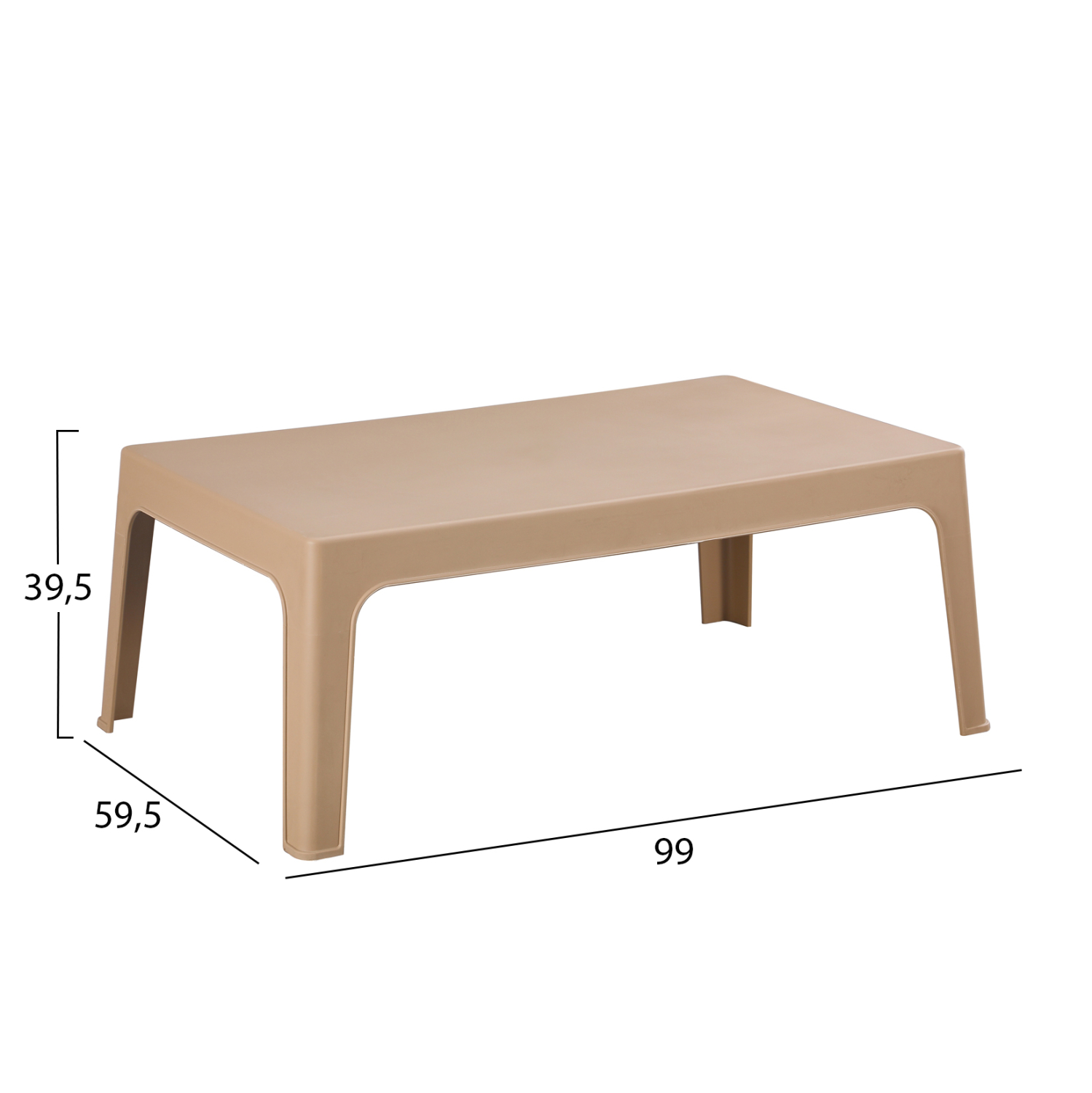 ΤΡΑΠΕΖΑΚΙ ΟΡΘΟΓΩΝΙΟ SLEEK HM6367.03 ΠΟΛΥΠΡΟΠΥΛΕΝΙΟ ΚΑΠΟΥΤΣΙΝΟ 105x64x40Υεκ. - Image 2