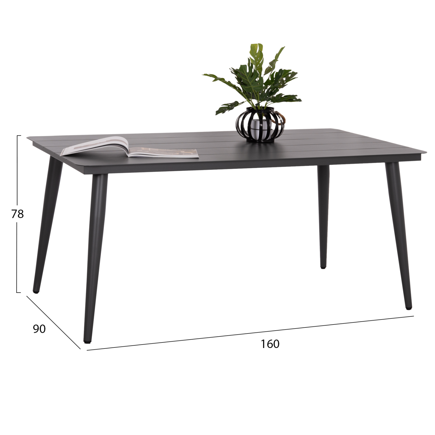 ΤΡΑΠΕΖΙ ΑΛΟΥΜΙΝΙΟΥ ΟΡΘΟΓΩΝΙΟ HIGER HM6291.01 ΓΚΡΙ 160x90x78Υεκ. - Image 2