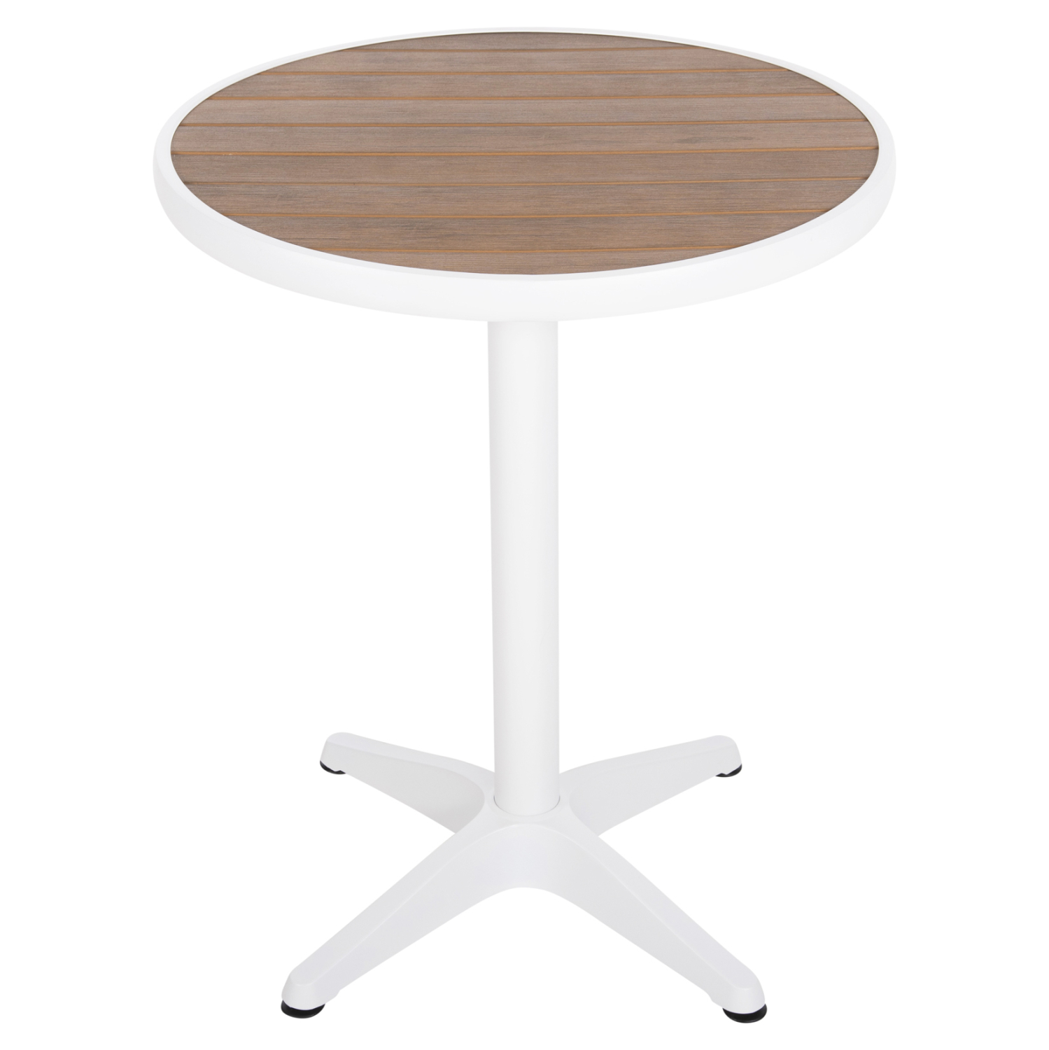 ΤΡΑΠΕΖΙ ΑΛΟΥΜΙΝΙΟΥ ΣΤΡΟΓΓΥΛΟ ALEXA HM6086.02 ΛΕΥΚΟ-POLYWOOD TOP ΦΥΣΙΚΟ Φ60x73Υεκ. - Image 3