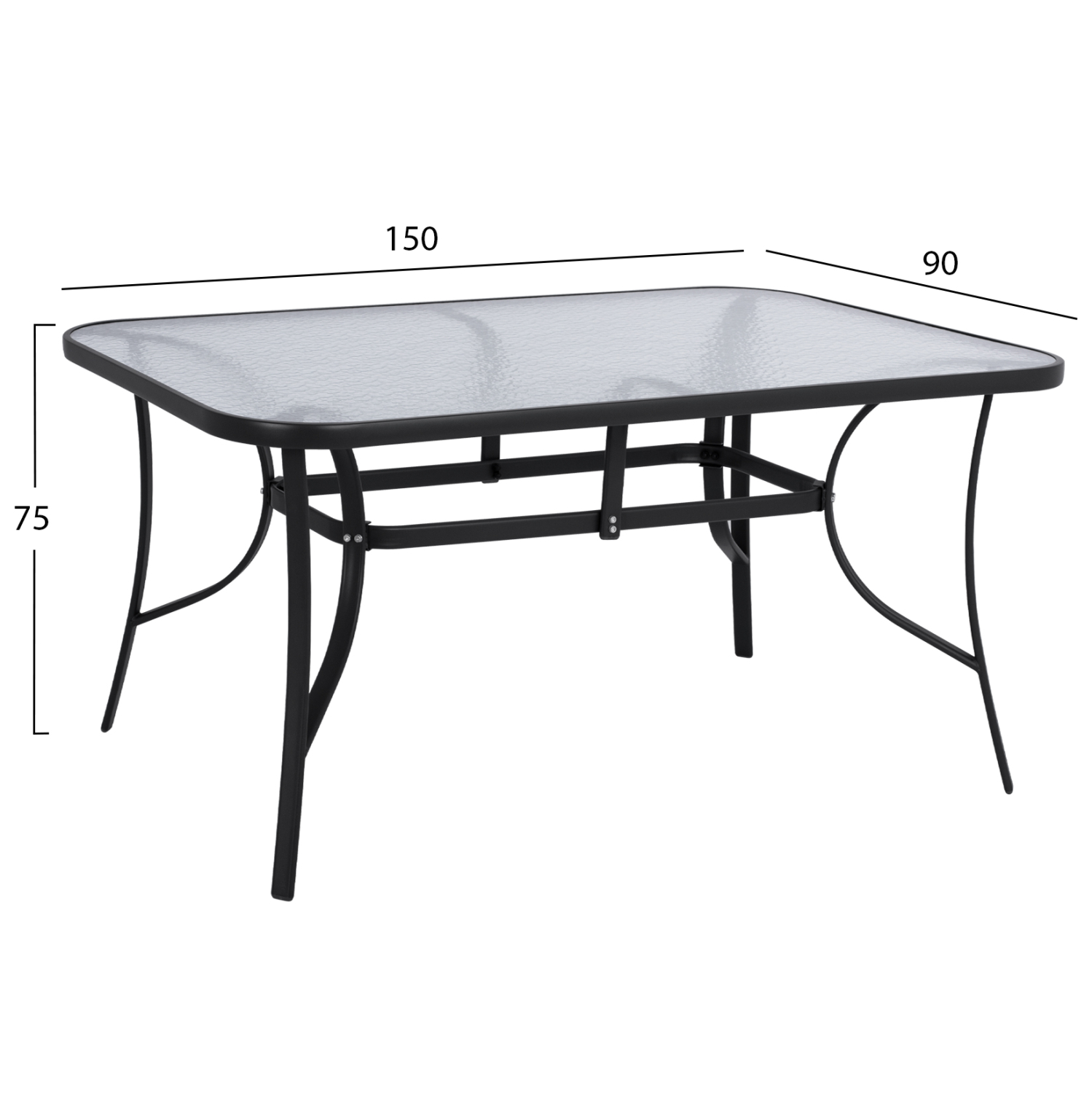 ΤΡΑΠΕΖΙ BRUNO 150X90Χ72Υεκ. ΜΕΤΑΛΛΙΚΟ ΜΑΥΡΟ ΜΕ ΓΥΑΛΙΝΗ ΕΠΙΦΑΝΕΙΑ HM5145.03 - Image 2