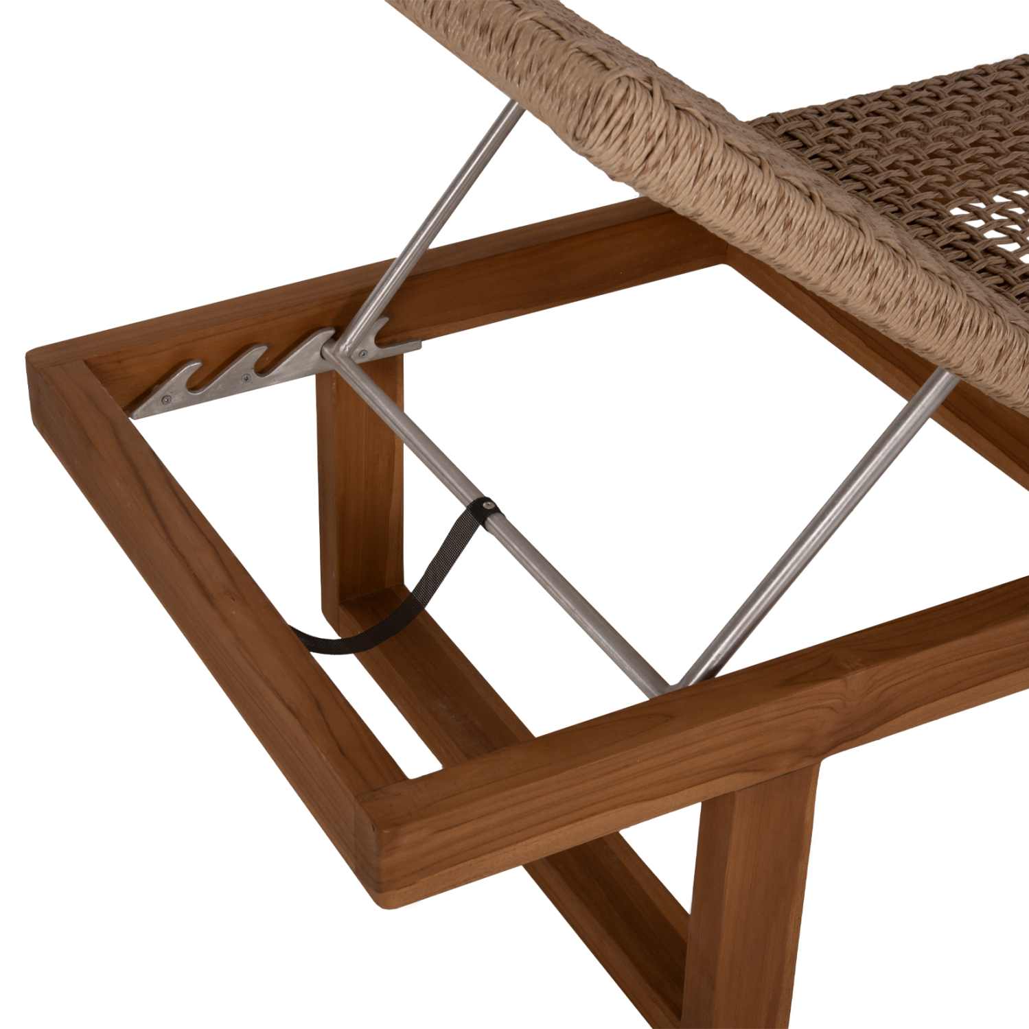 ΞΑΠΛΩΣΤΡΑ PATRON HM5993 TEAK ΞΥΛΟ ΚΑΙ ΣΧΟΙΝΙ VIRO ΣΕ ΠΛΕΞΗ WICKER 191x65x86Yεκ. - Image 8