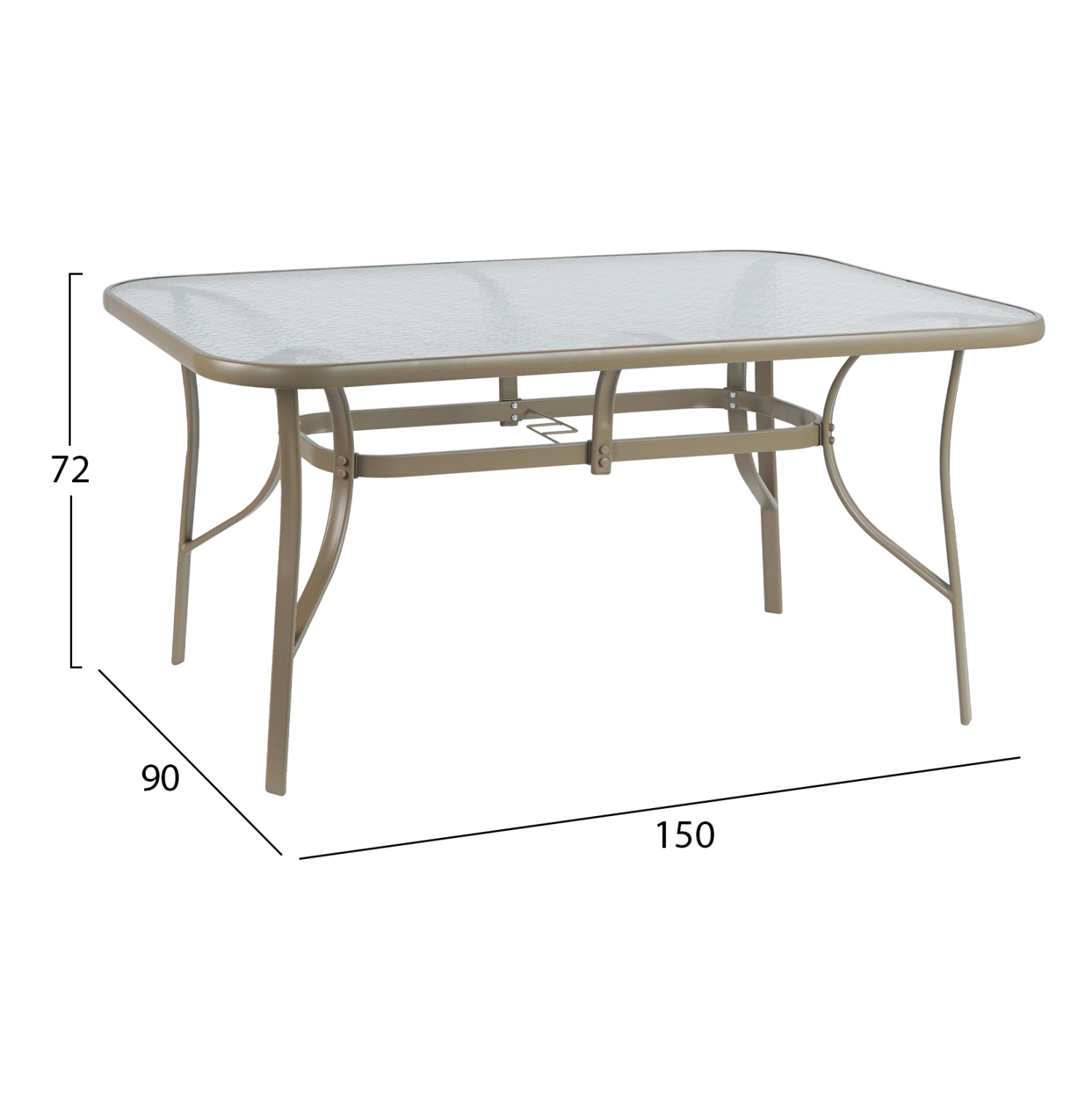 ΤΡΑΠΕΖΙ BRUNO 150X90Χ72Υεκ. ΜΕΤΑΛΛΙΚΟ ΣΑΜΠΑΝΙ ΜΕ ΓΥΑΛΙΝΗ ΕΠΙΦΑΝΕΙΑ HM5145.04 - Image 2