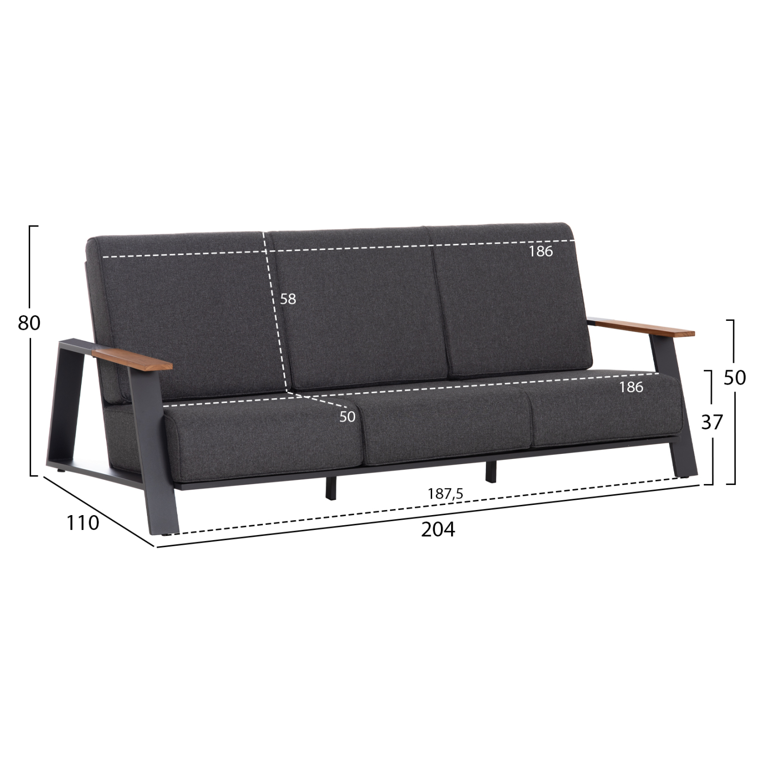 ΣΕΤ ΣΑΛΟΝΙ 4ΤΜΧ LAITH HM6551.01 ΑΛΟΥΜΙΝΙΟ & ΜΑΞΙΛΑΡΙΑ ΓΚΡΙ - Image 2