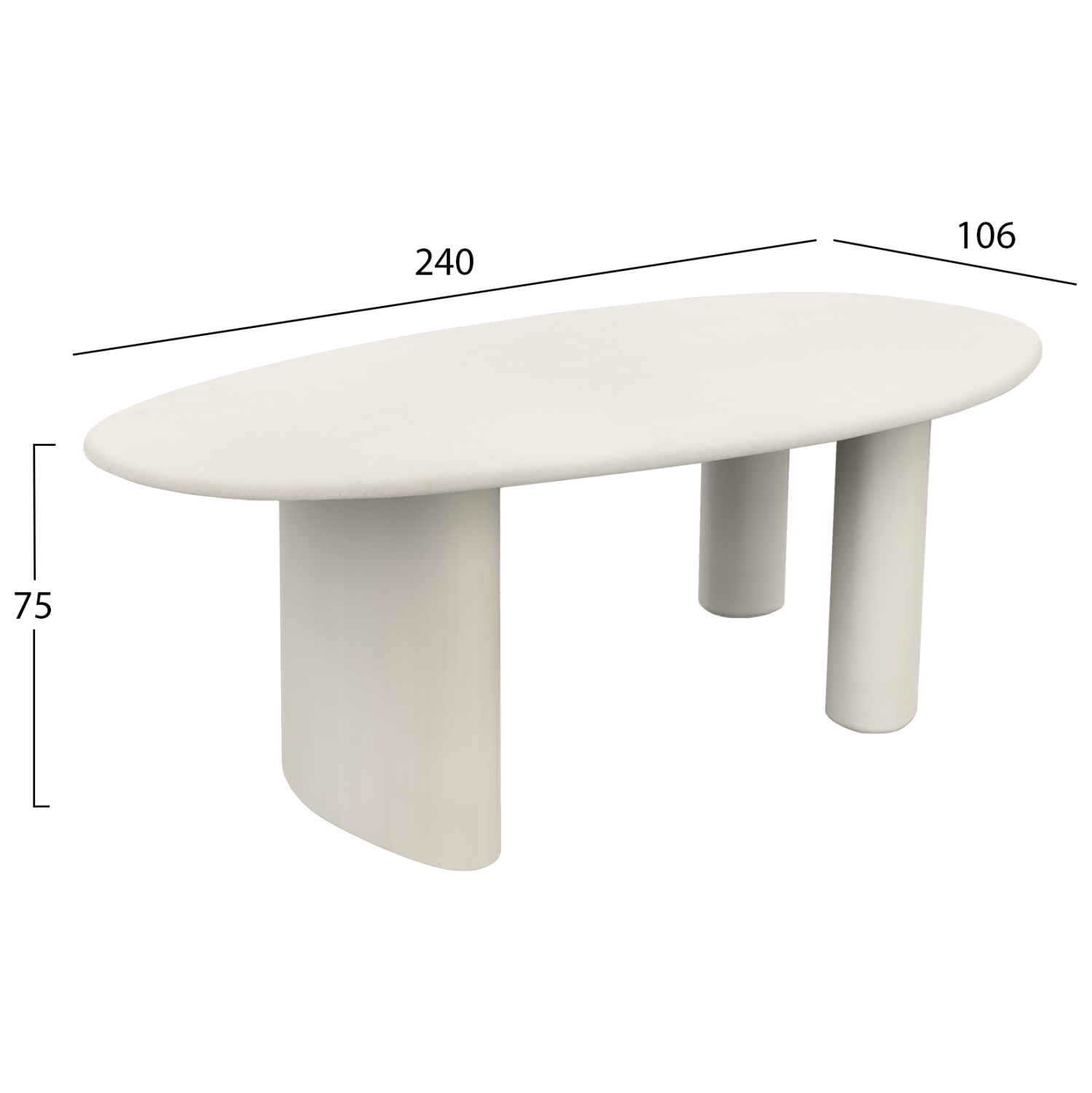 ΤΡΑΠΕΖΙ ΤΡΑΠΕΖΑΡΙΑΣ FIBER CEMENT ΟΒΑΛ VOLPE HM6599.02 ΜΠΕΖ 240x106x75Υεκ - Image 2