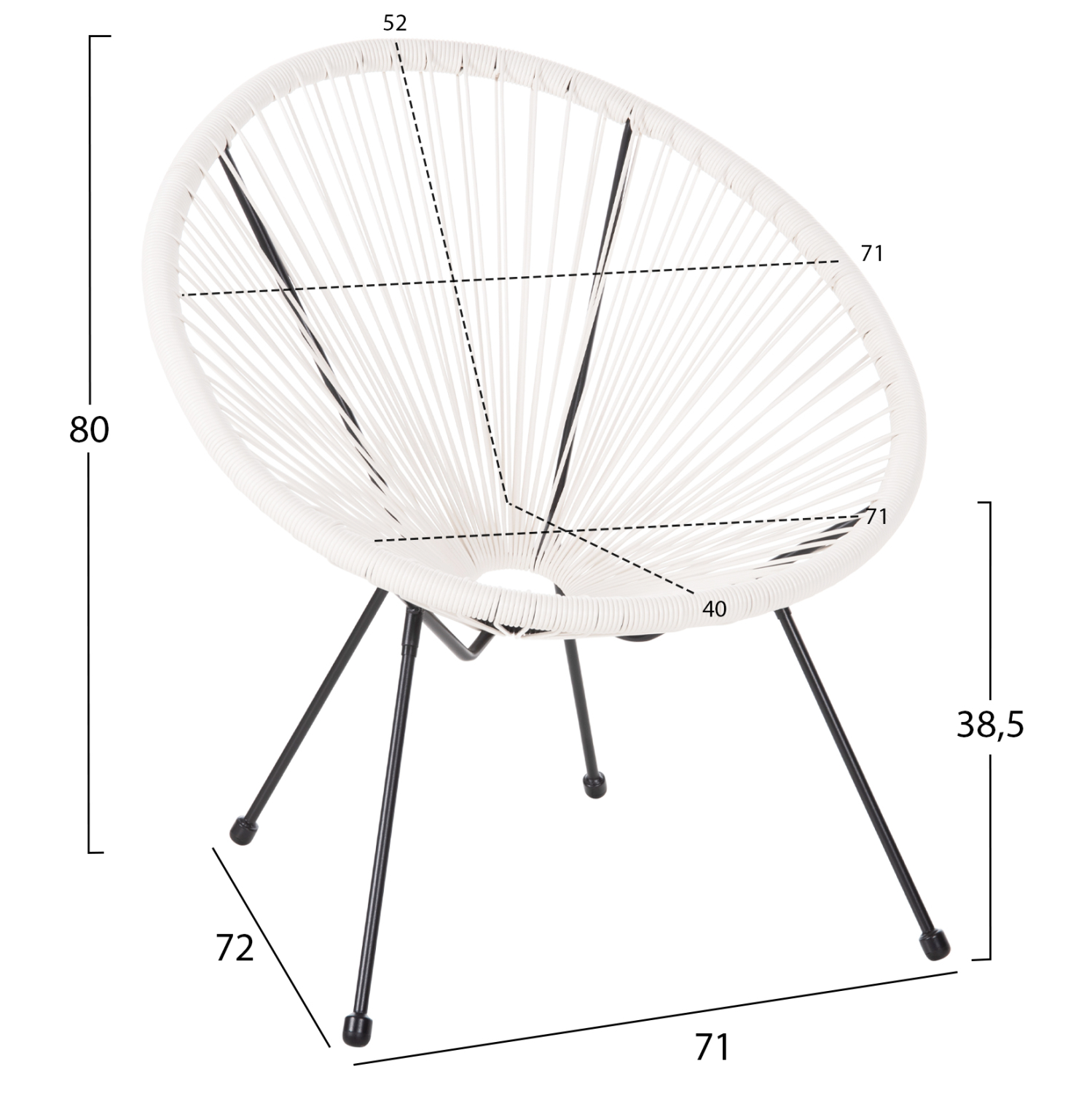 ΣΕΤ ΕΞΩΤΕΡΙΚΟΥ ΧΩΡΟΥ 3ΤΜΧ ACAPULCO HM11861.12 P.E.RATTAN ΛΕΥΚΟ-ΜΕΤΑΛΛΟ ΣΕ ΜΑΥΡΟ - Image 3