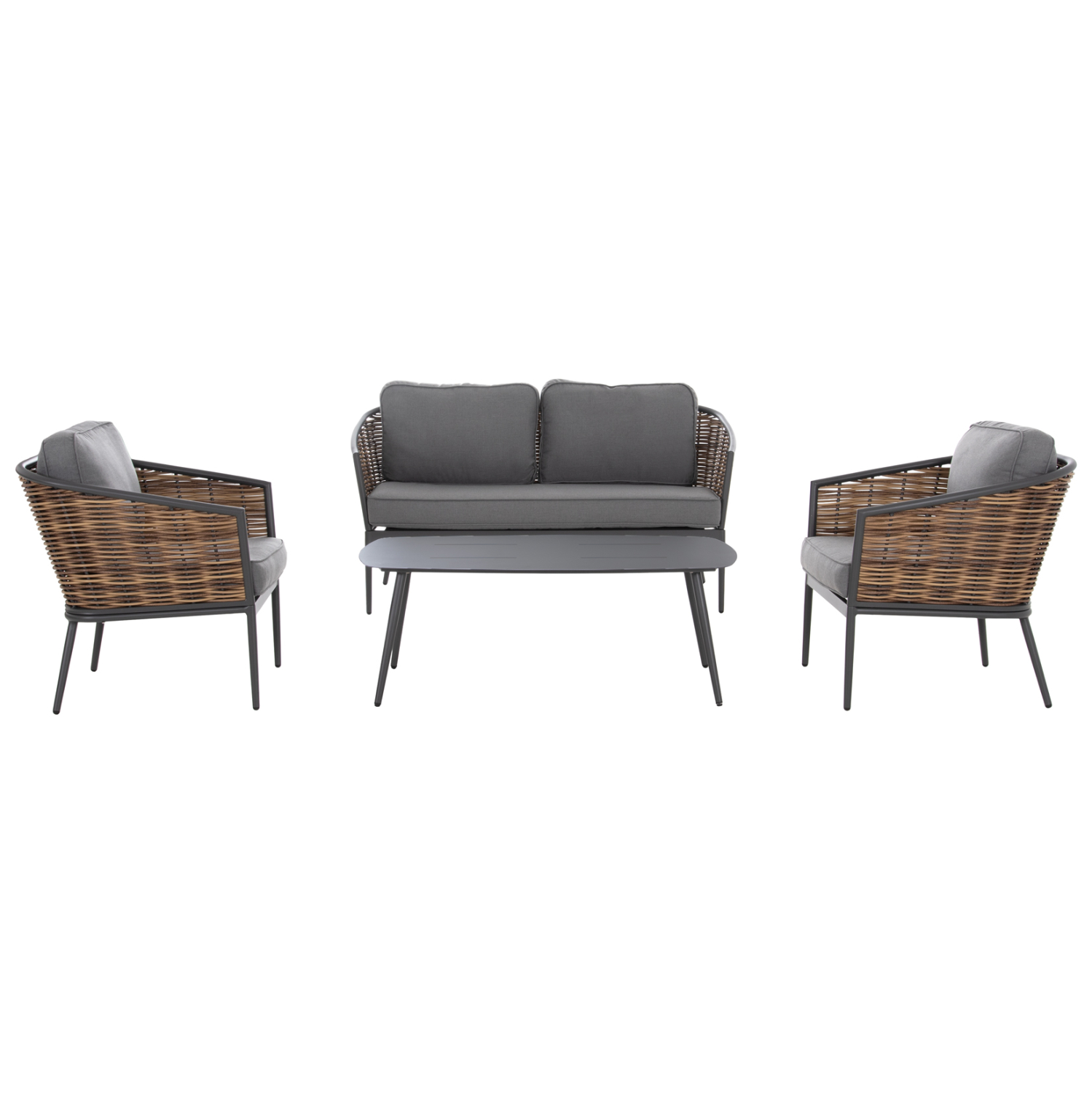 ΣΕΤ ΣΑΛΟΝΙ 4ΤΜΧ CASSIAN HM6552.01 ΑΛΟΥΜΙΝΙΟ & ΜΑΞΙΛΑΡΙΑ ΓΚΡΙ-ΜΠΕΖ P.E.RATTAN - Image 6